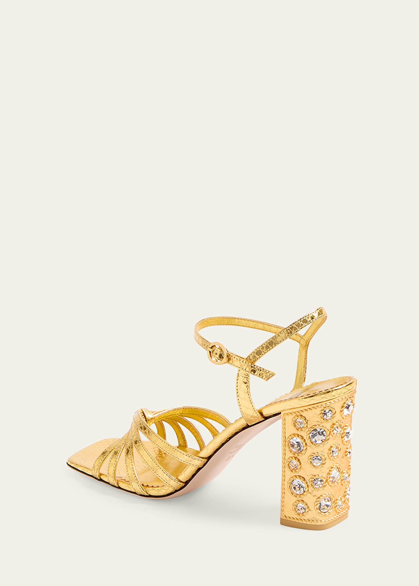 Valentino Garavani Metallic Jewel Ankle-Strap Sandals Image 3 of 4