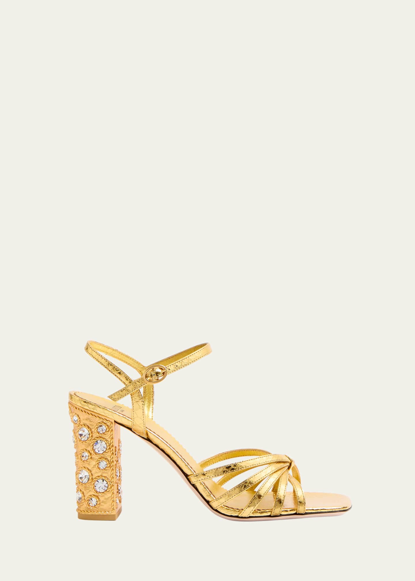 Valentino Garavani Metallic Jewel Ankle-Strap Sandals Image 1 of 4