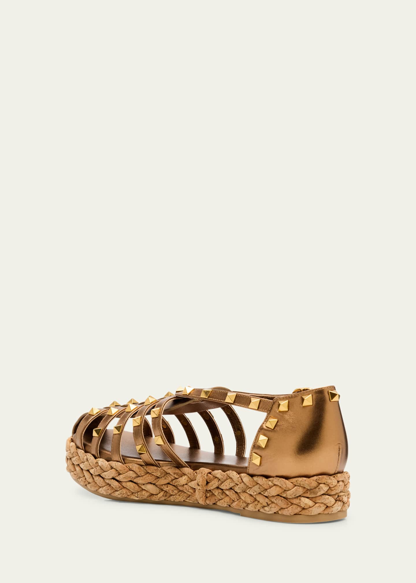 Valentino Garavani Rockstud Metallic Espadrille Fisherman Sandals Image 4 of 6