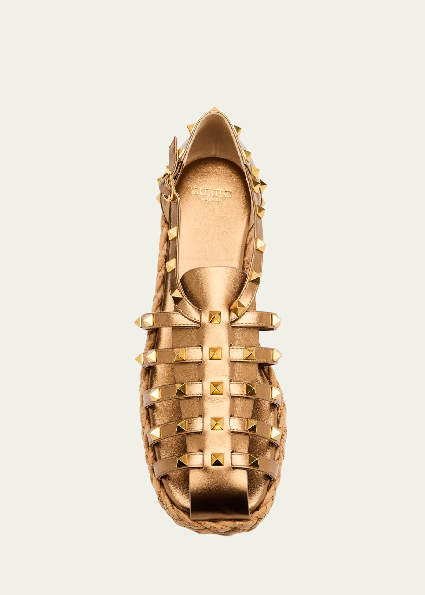 Valentino Garavani Rockstud Metallic Espadrille Fisherman Sandals Image 6 of 6