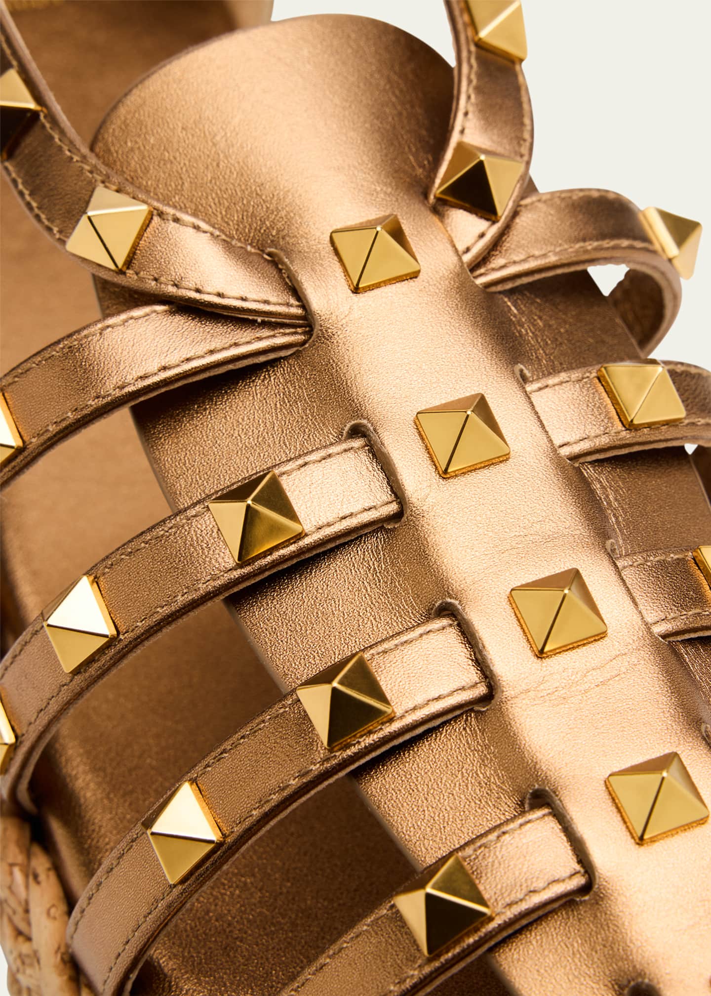 Valentino Garavani Rockstud Metallic Espadrille Fisherman Sandals Image 5 of 6