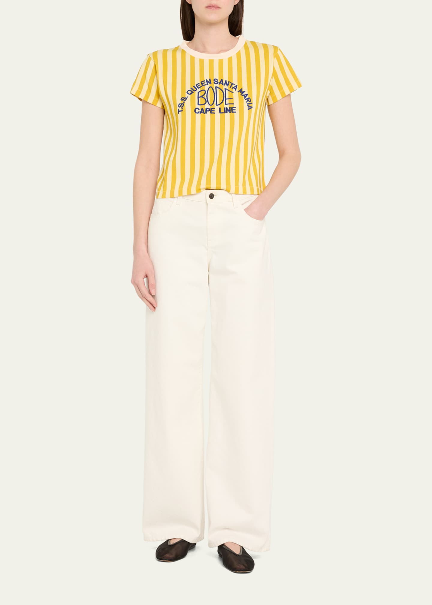 Bode Medalist Stripe Embroidered Tee Image 2 of 5