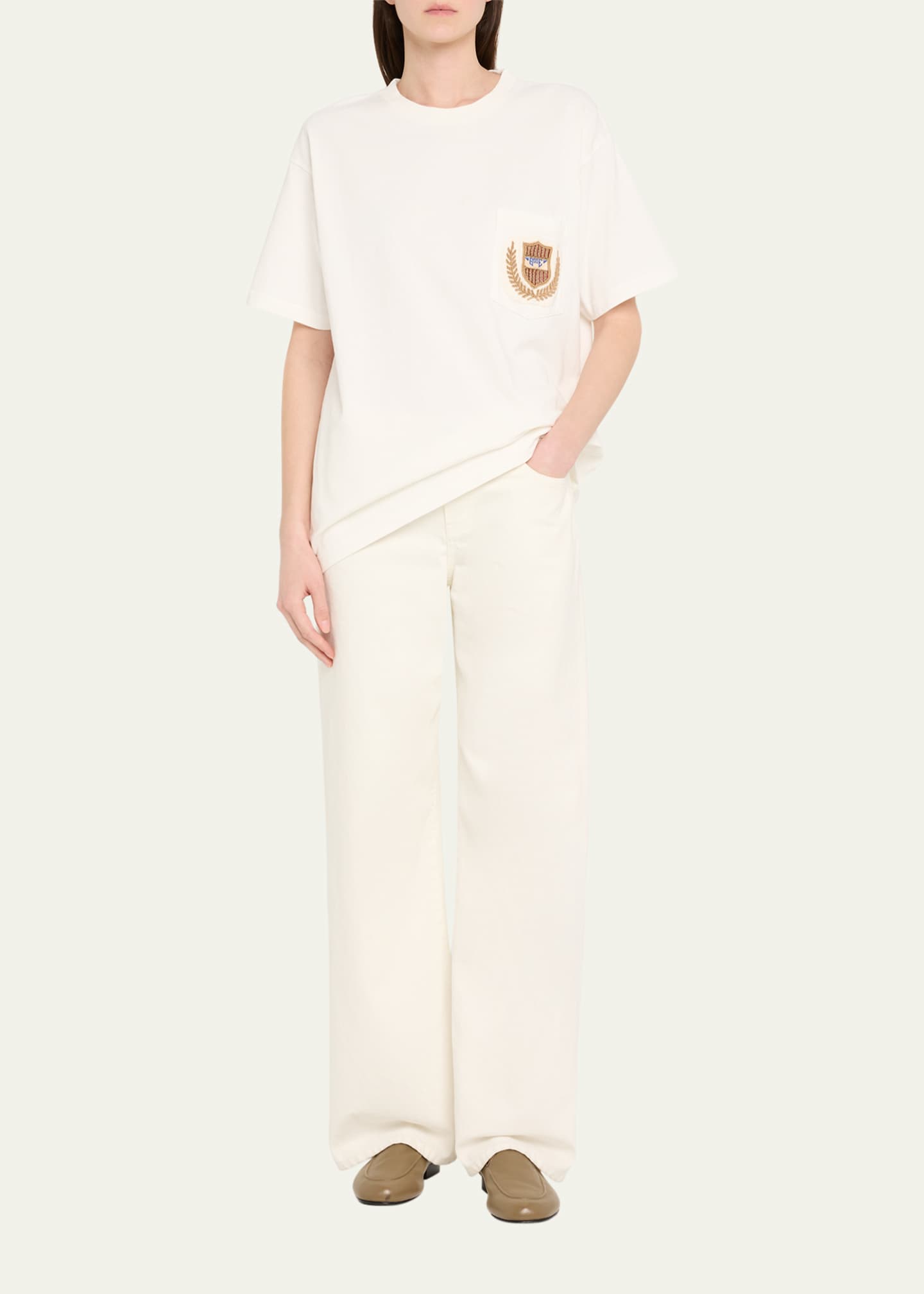 Bode Sportsman Crest Embroidered Patch Pocket Tee Image 2 of 5