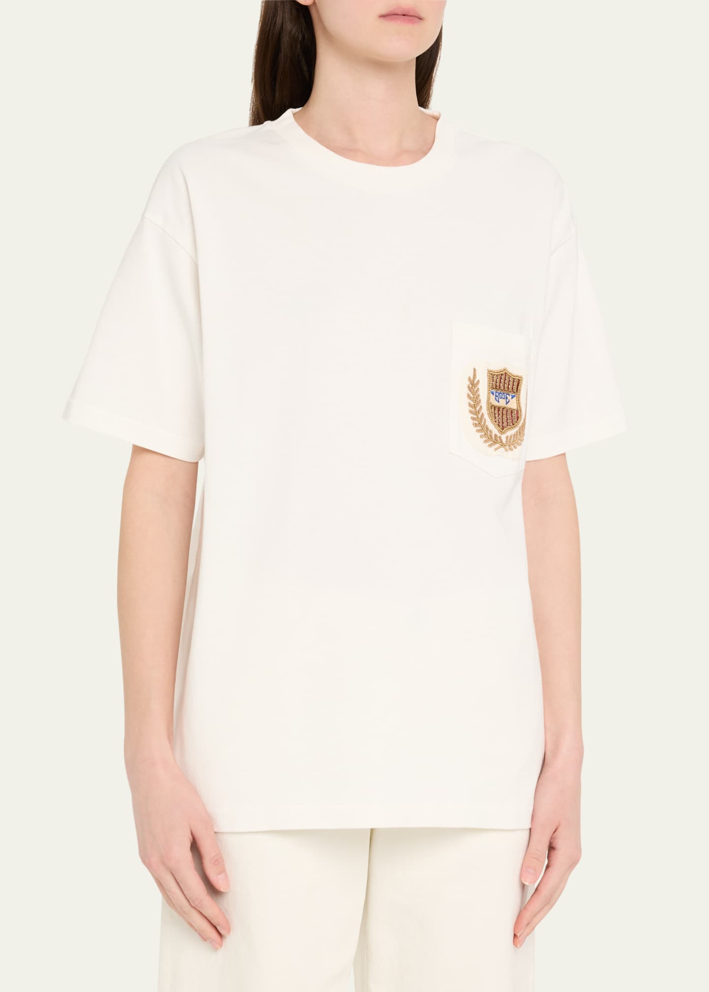 Bode Sportsman Crest Embroidered Patch Pocket Tee Image 4 of 5