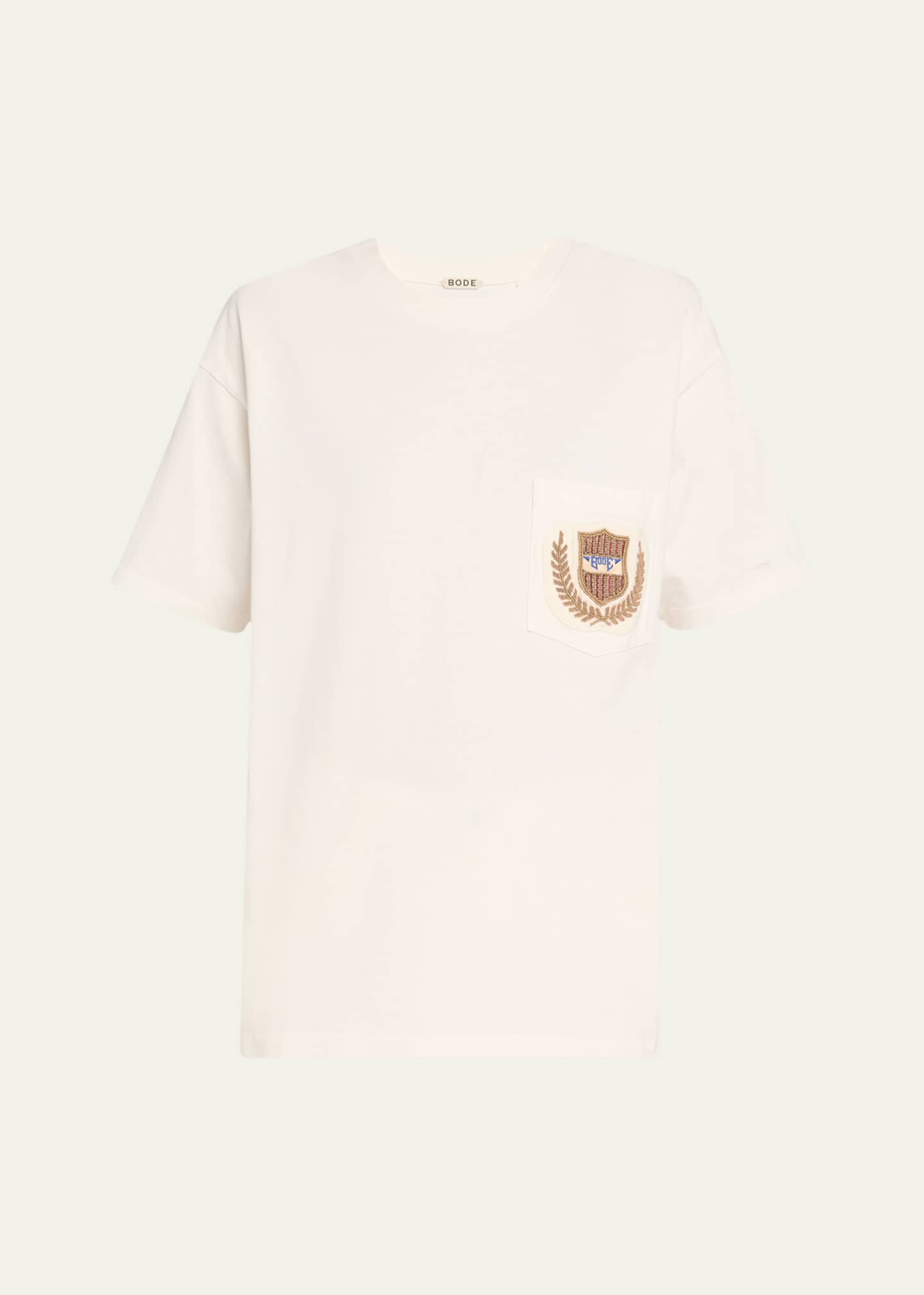 Bode Sportsman Crest Embroidered Patch Pocket Tee Image 1 of 5