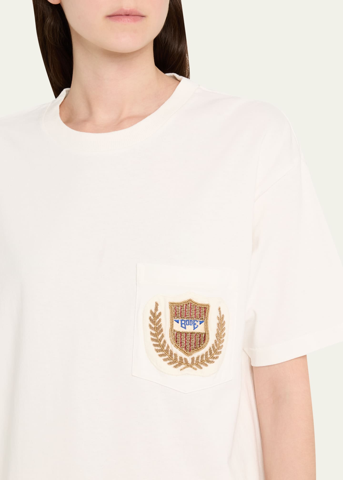 Bode Sportsman Crest Embroidered Patch Pocket Tee Image 5 of 5