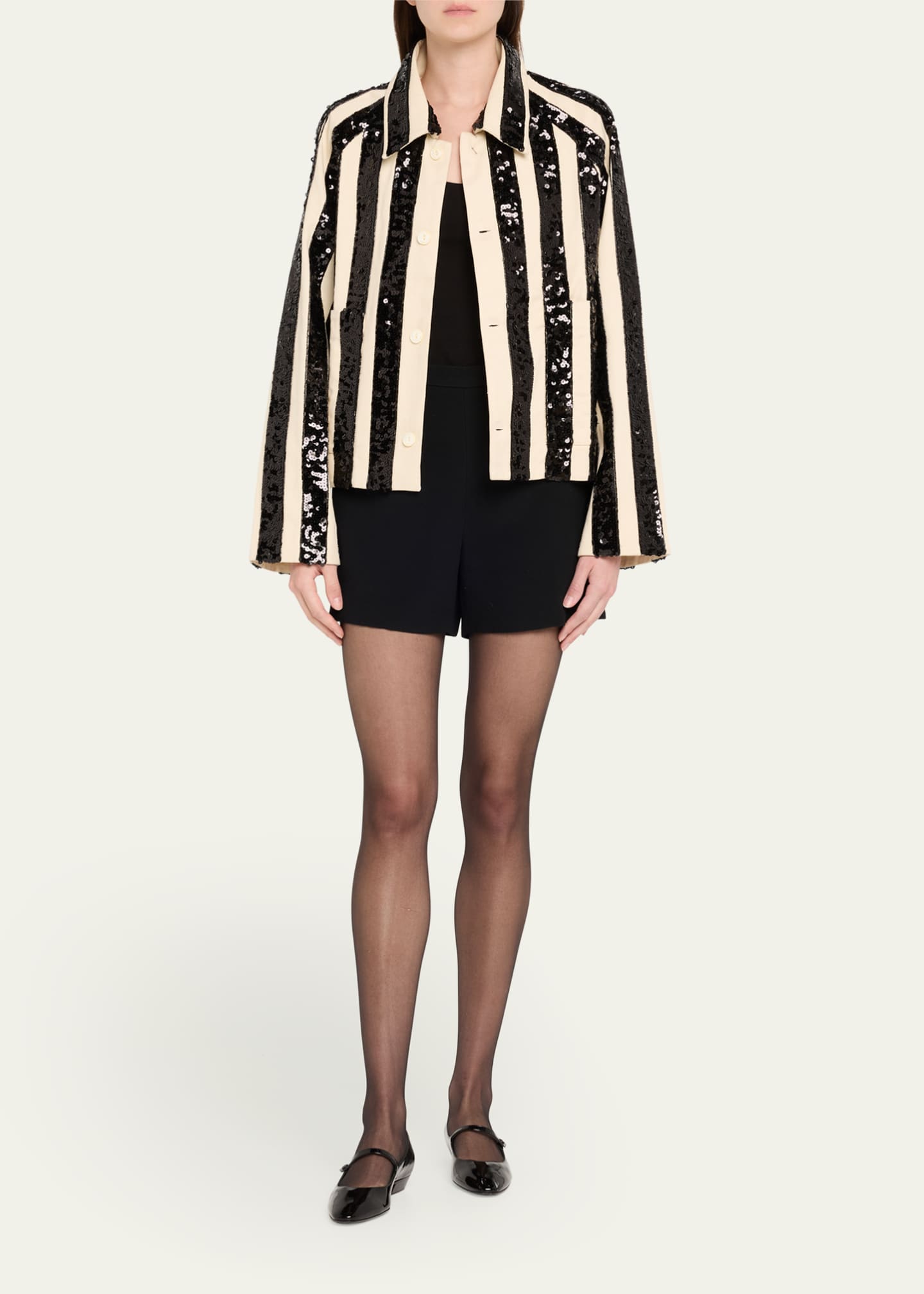 Bode Grandstand Sequined Stripe Cropped Jacket Image 2 of 5