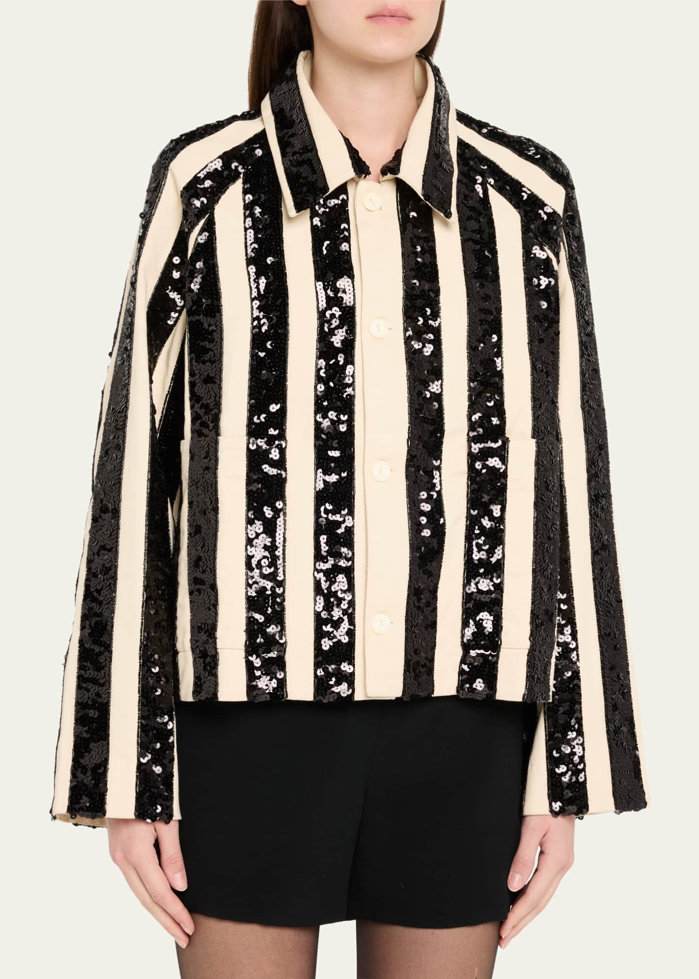 Bode Grandstand Sequined Stripe Cropped Jacket Image 4 of 5