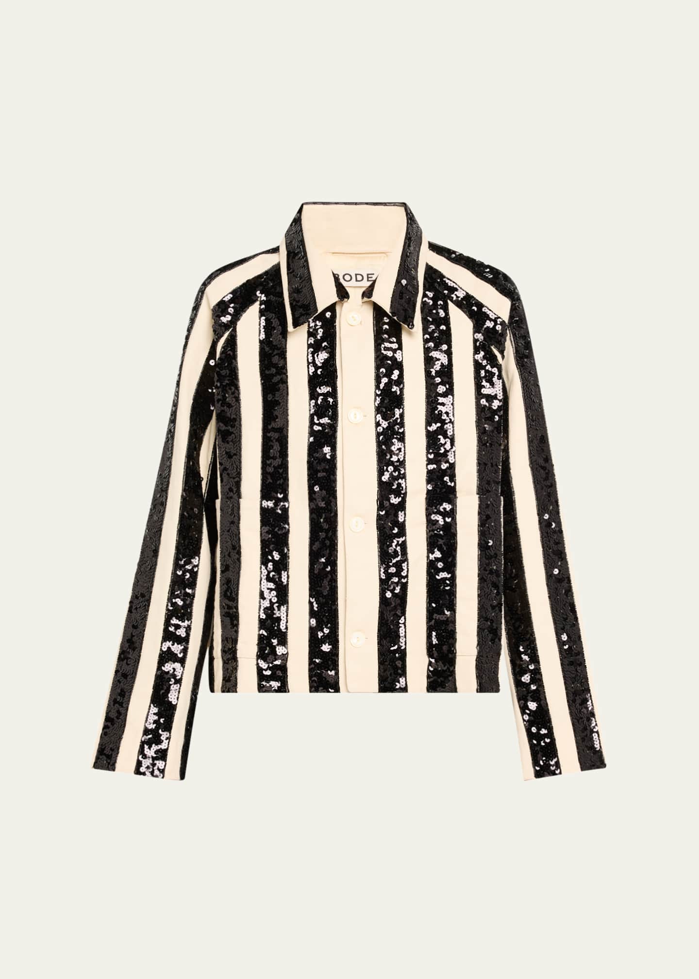 Bode Grandstand Sequined Stripe Cropped Jacket Image 1 of 5