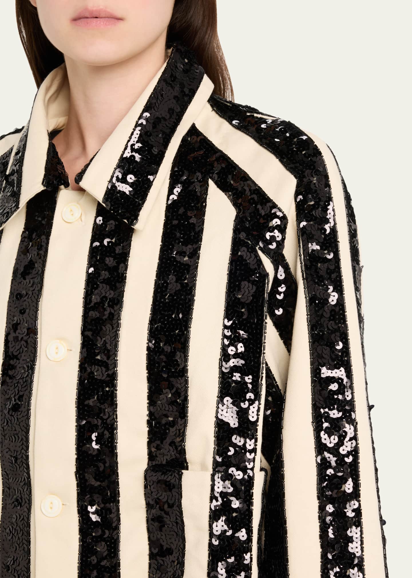Bode Grandstand Sequined Stripe Cropped Jacket Image 5 of 5