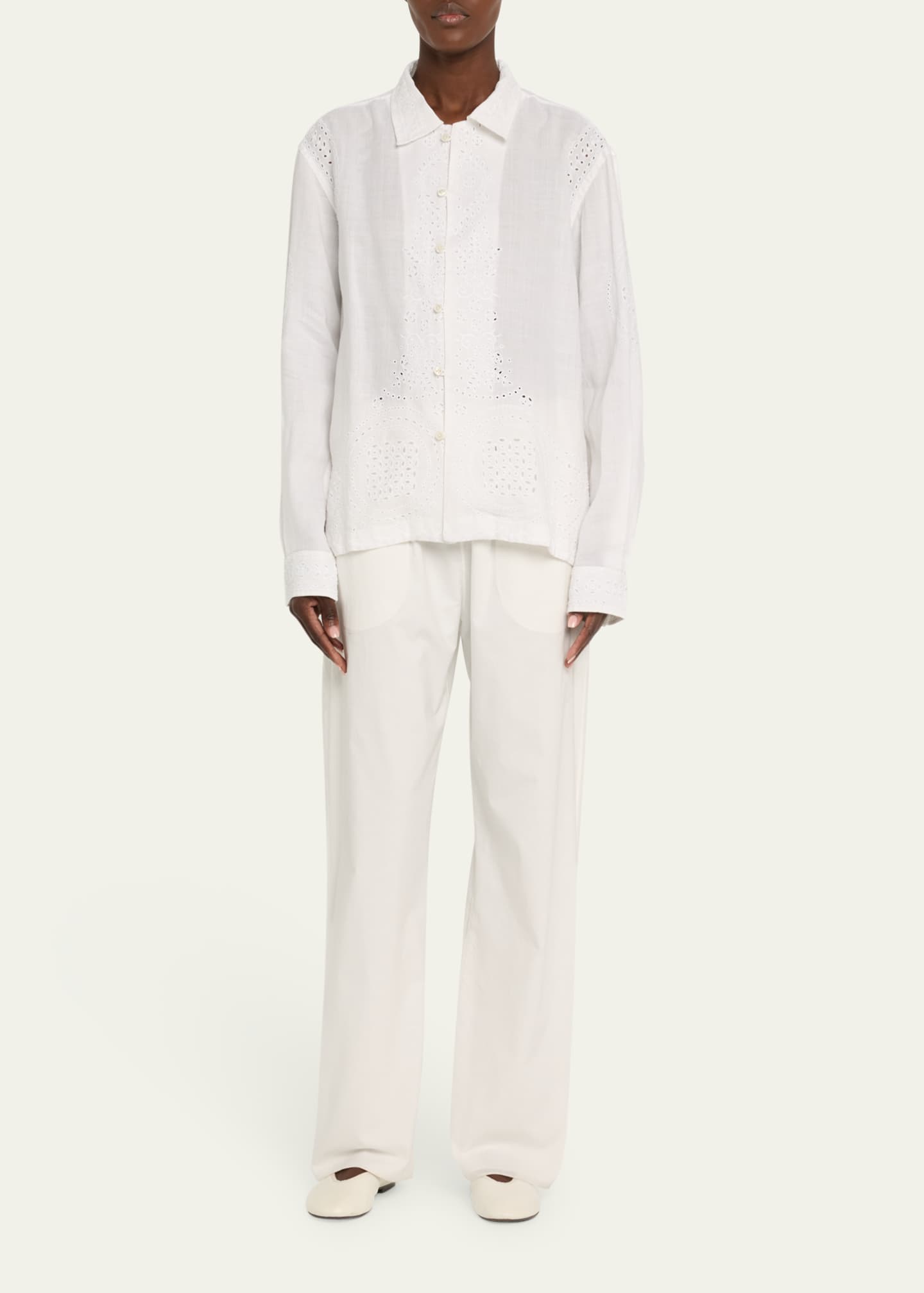 Bode Belvoir Lace Linen Shirt Image 2 of 5