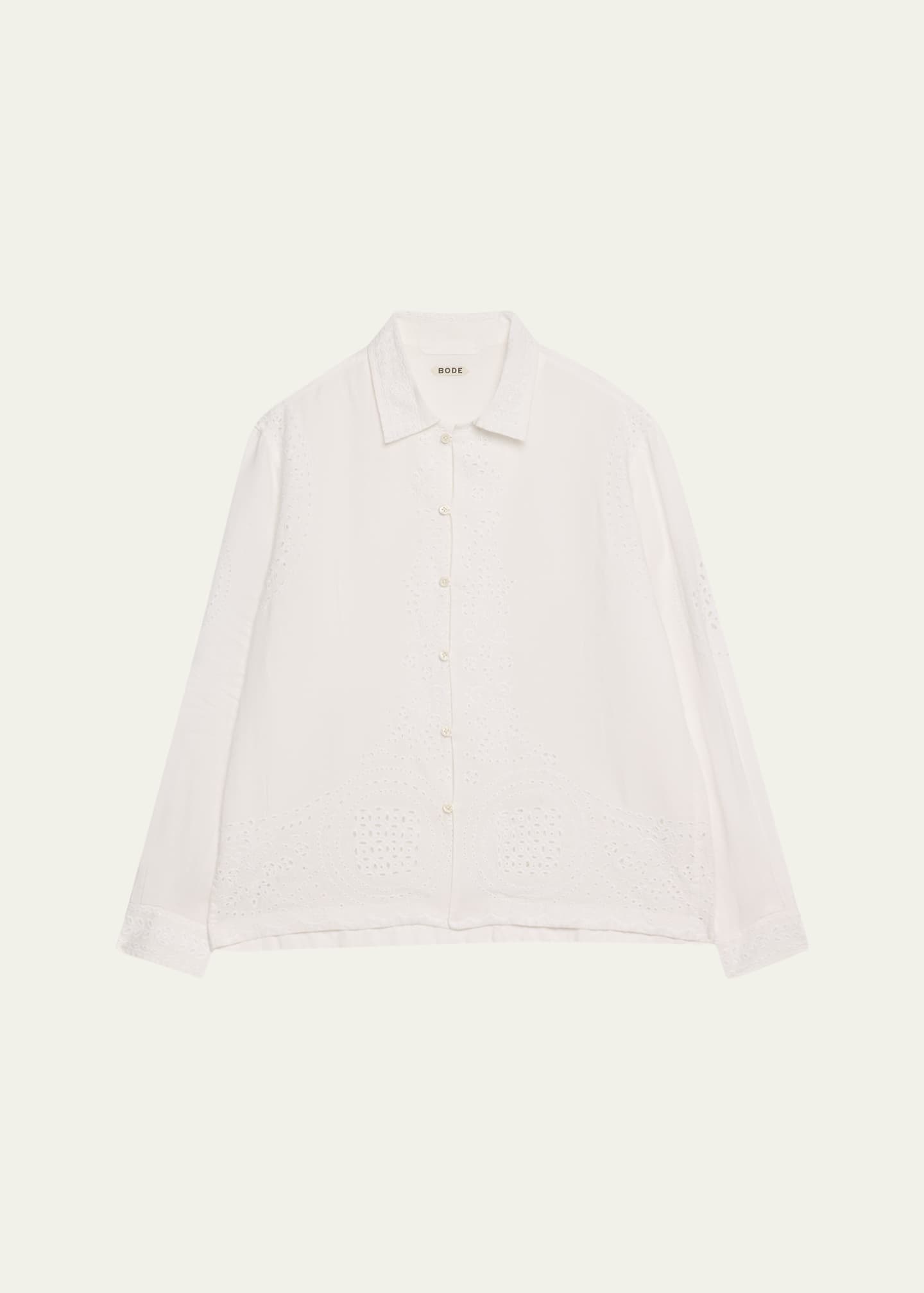 Bode Belvoir Lace Linen Shirt Image 1 of 5