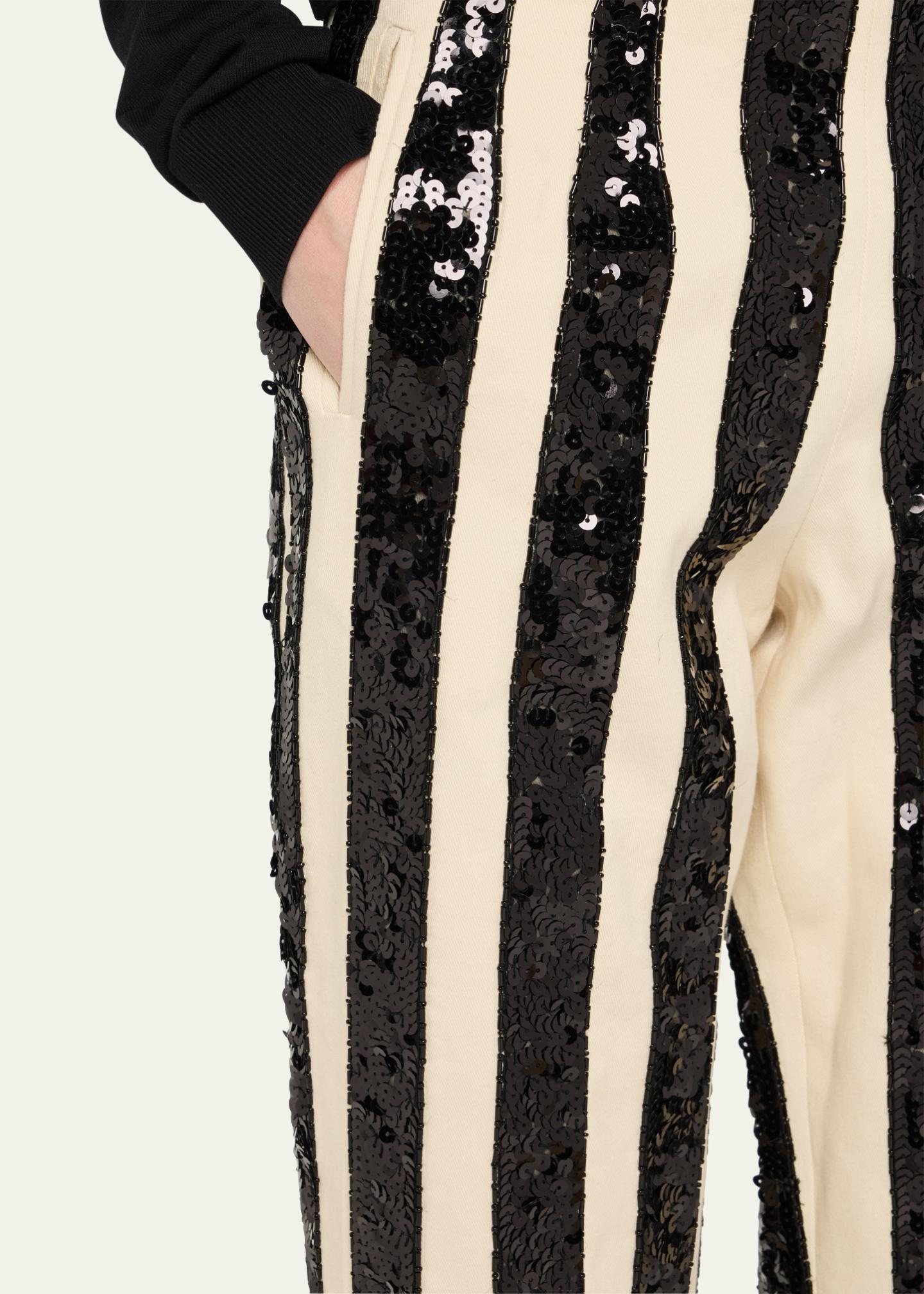 Bode Grandstand Hall Stripe Sequined Trousers - Bergdorf Goodman