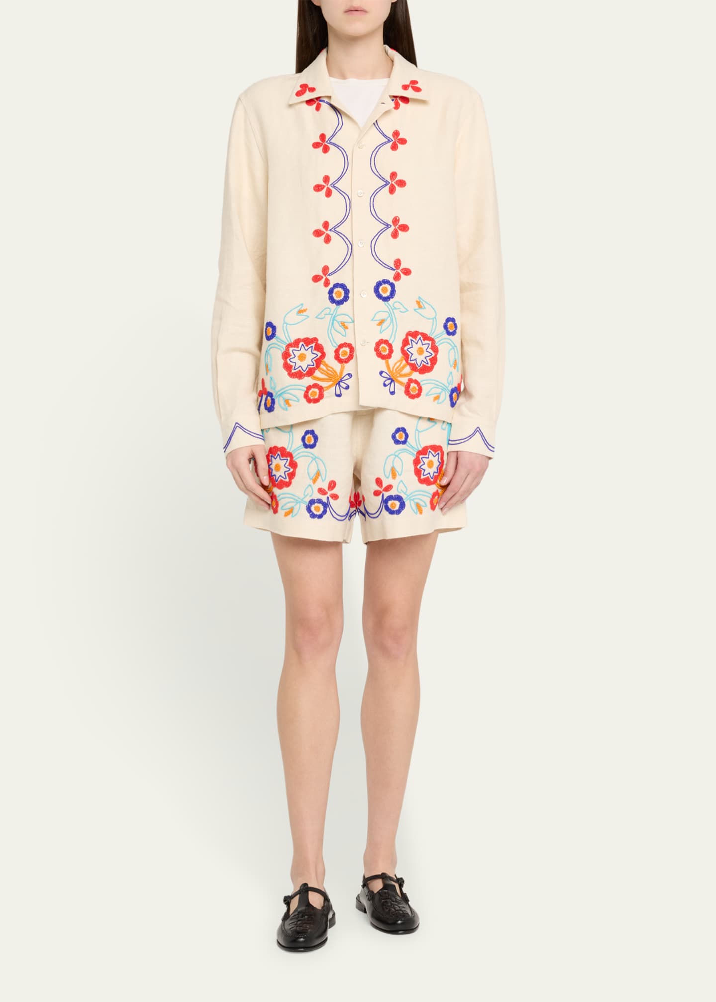 Bode Beaded Garden Party Linen Shirt Image 2 of 5