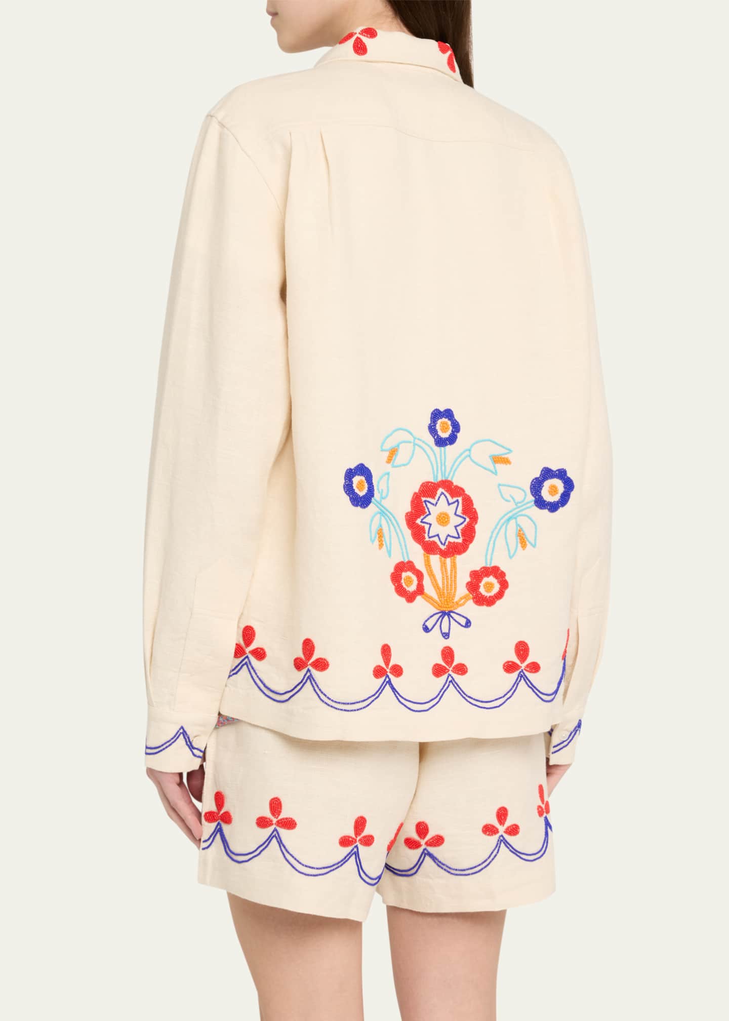 Bode Beaded Garden Party Linen Shirt Image 3 of 5