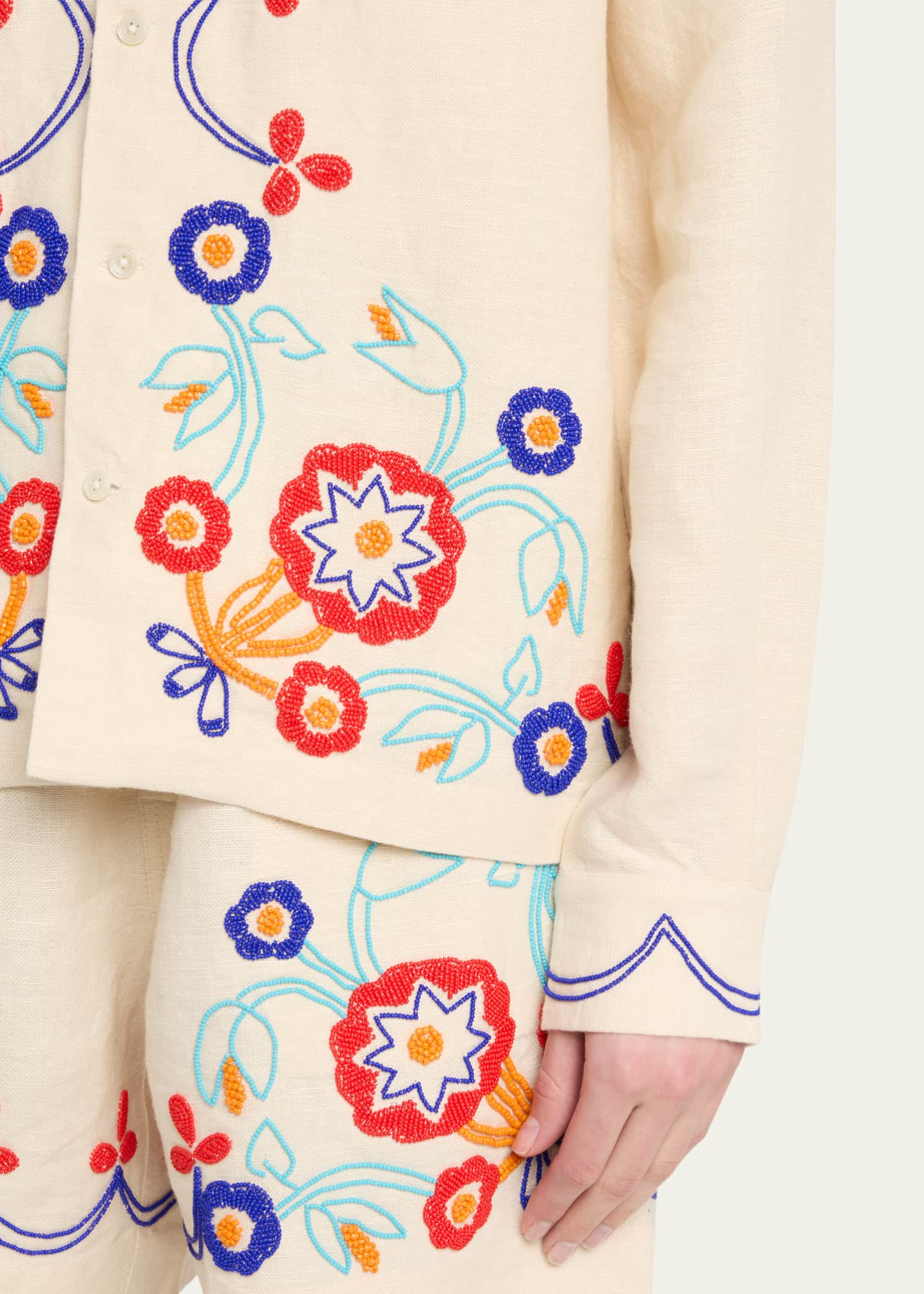 Bode Beaded Garden Party Linen Shirt Image 5 of 5