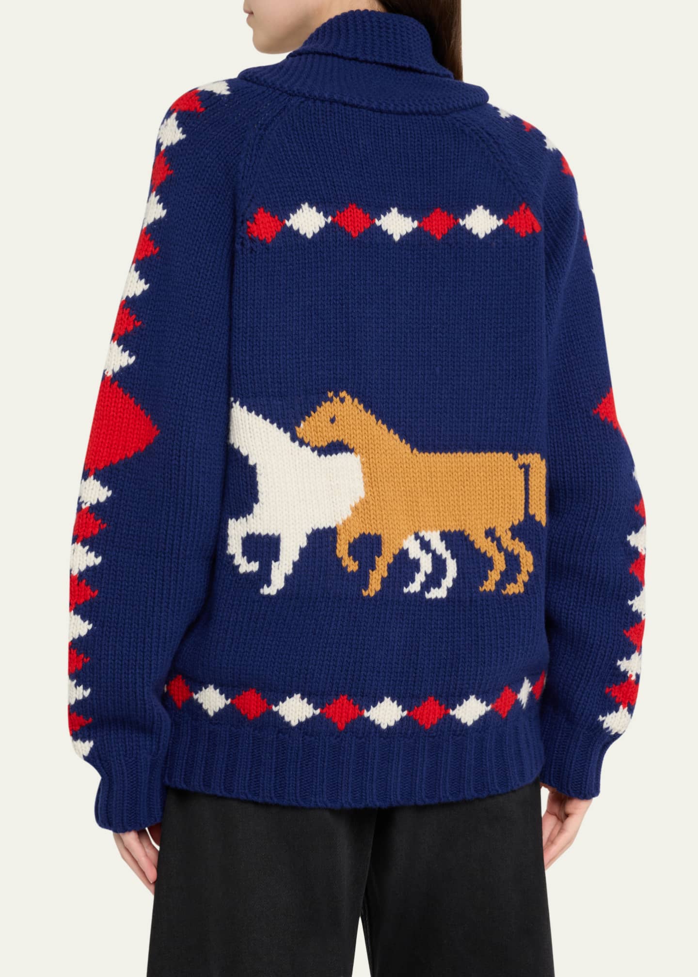Bode Diamond Corral Horse Merino Wool Cardigan Image 3 of 5