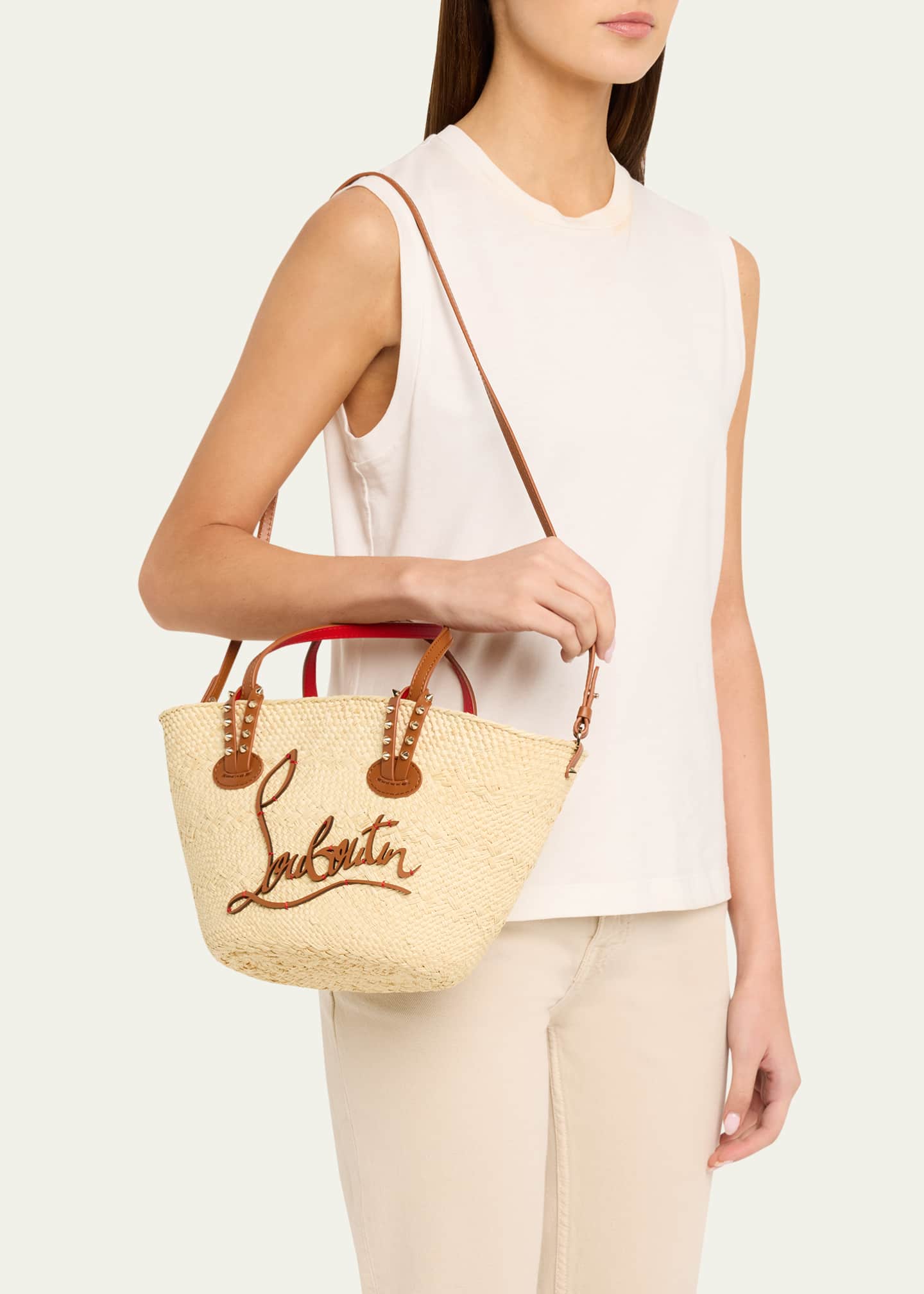 Christian Louboutin Cabata Mini Basket Tote Bag in Raffia