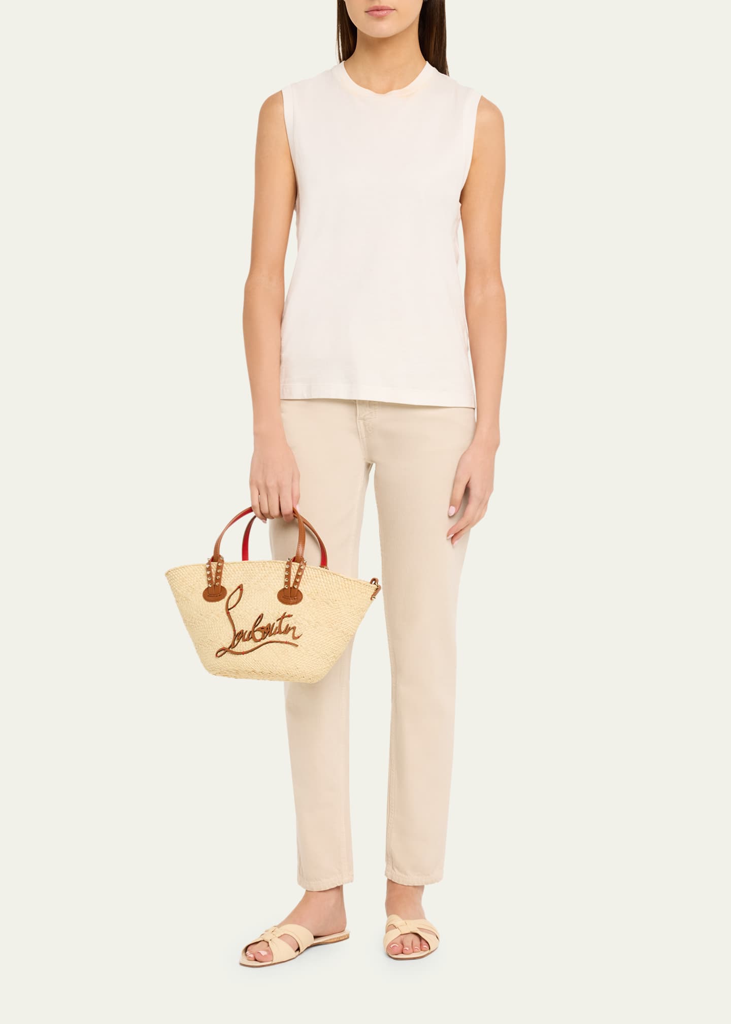 Christian Louboutin Cabata Mini Basket Tote Bag in Raffia