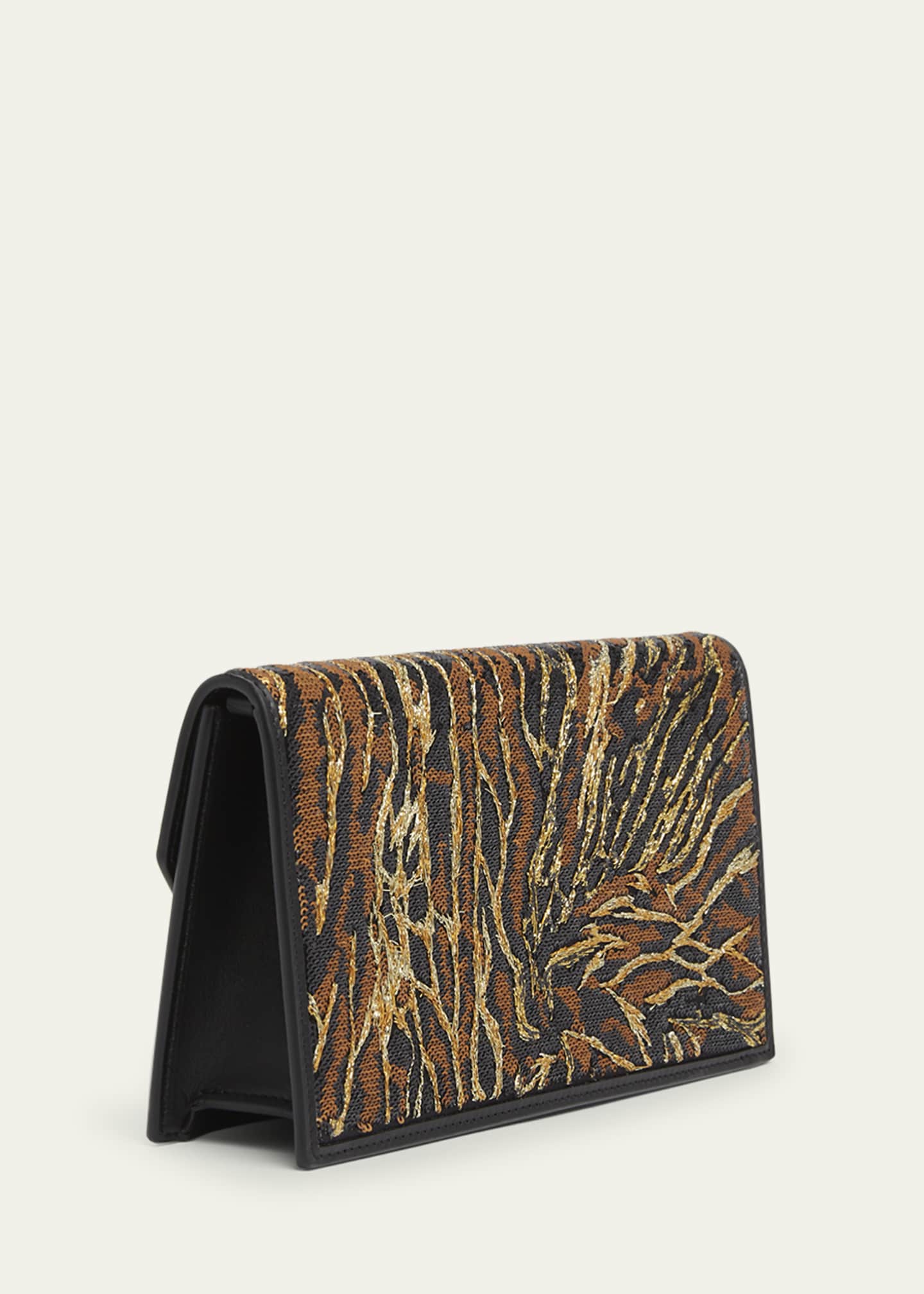 Christian Louboutin Loubin54 Ocelot Sequined Satin Clutch Bag Image 2 of 3