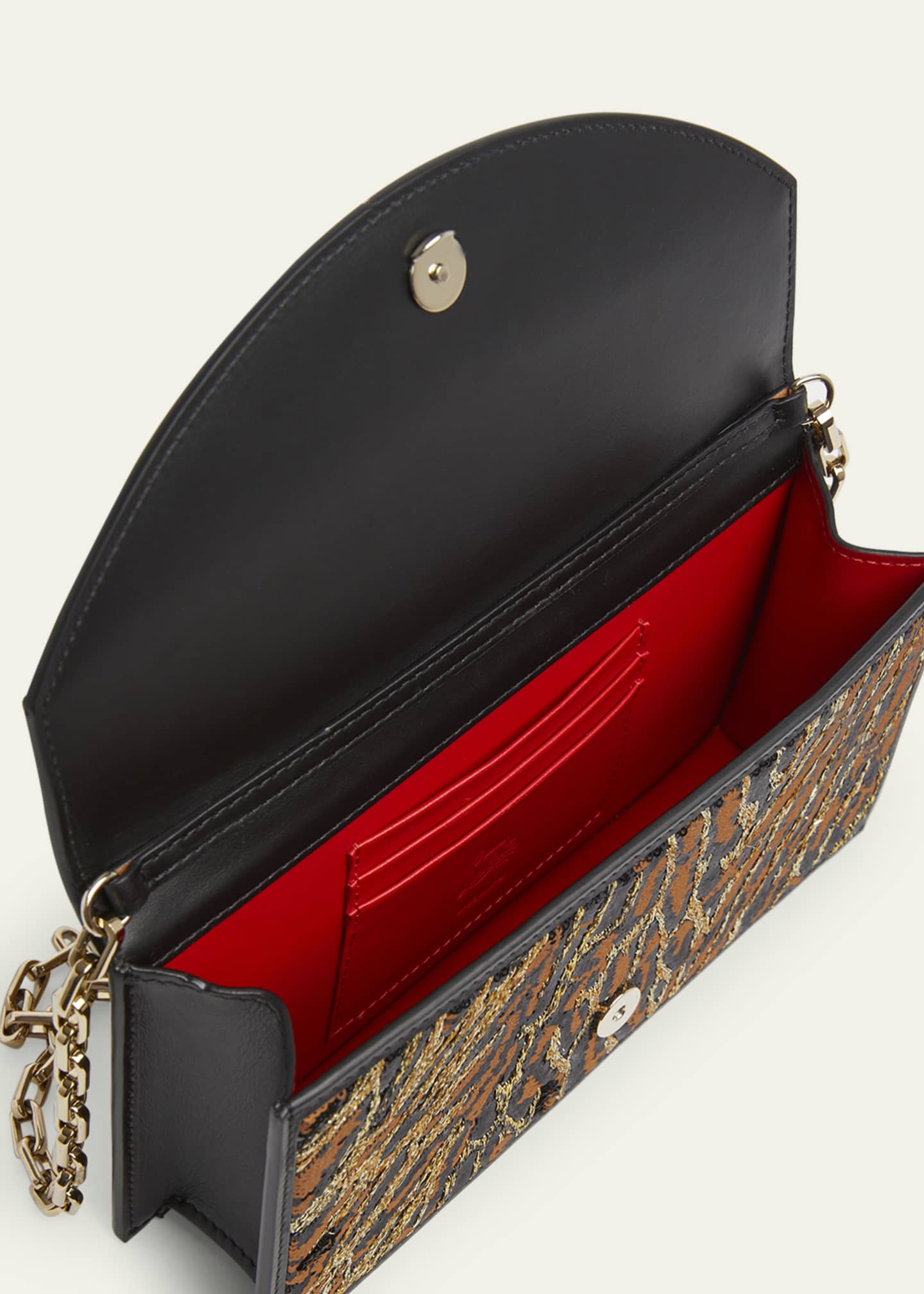 Christian Louboutin Loubin54 Ocelot Sequined Satin Clutch Bag Image 3 of 3