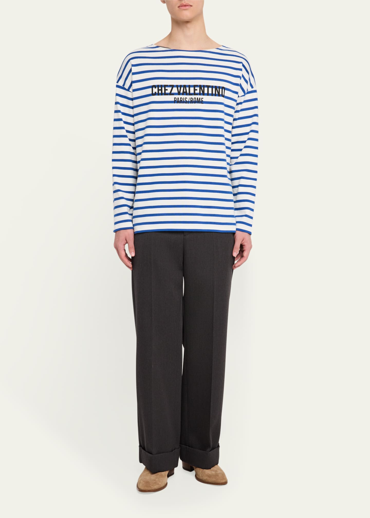 Valentino Garavani Men's Chez Sailor Striped Jersey T-Shirt Image 2 of 5