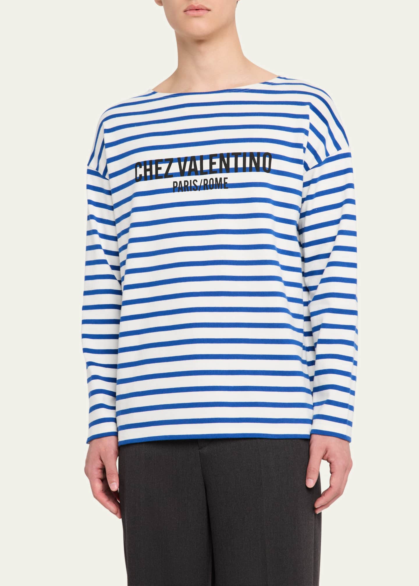 Valentino Garavani Men's Chez Sailor Striped Jersey T-Shirt Image 4 of 5