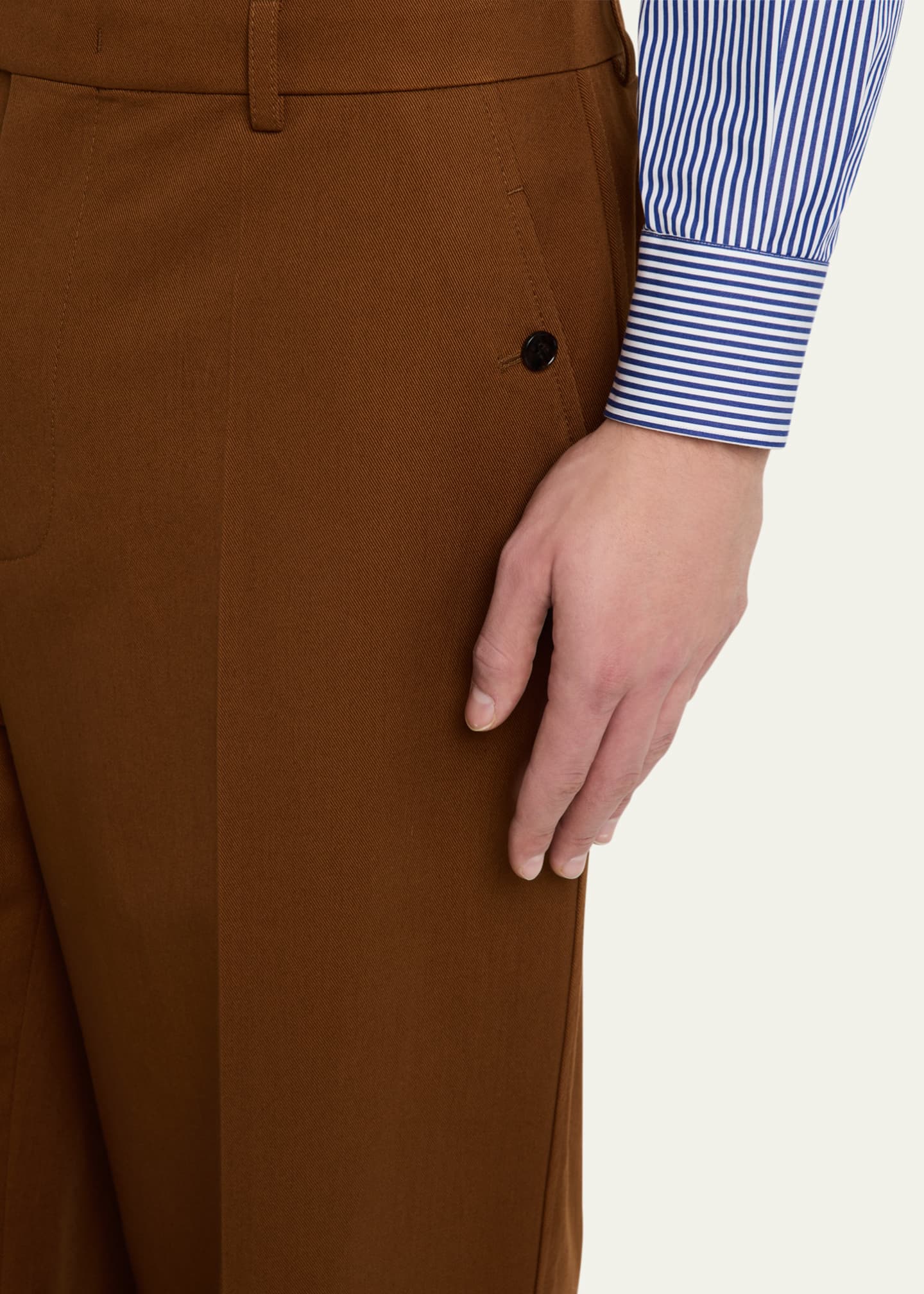 Valentino Garavani Men's Cuffed Wide-Leg Gabardine Pants Image 5 of 5