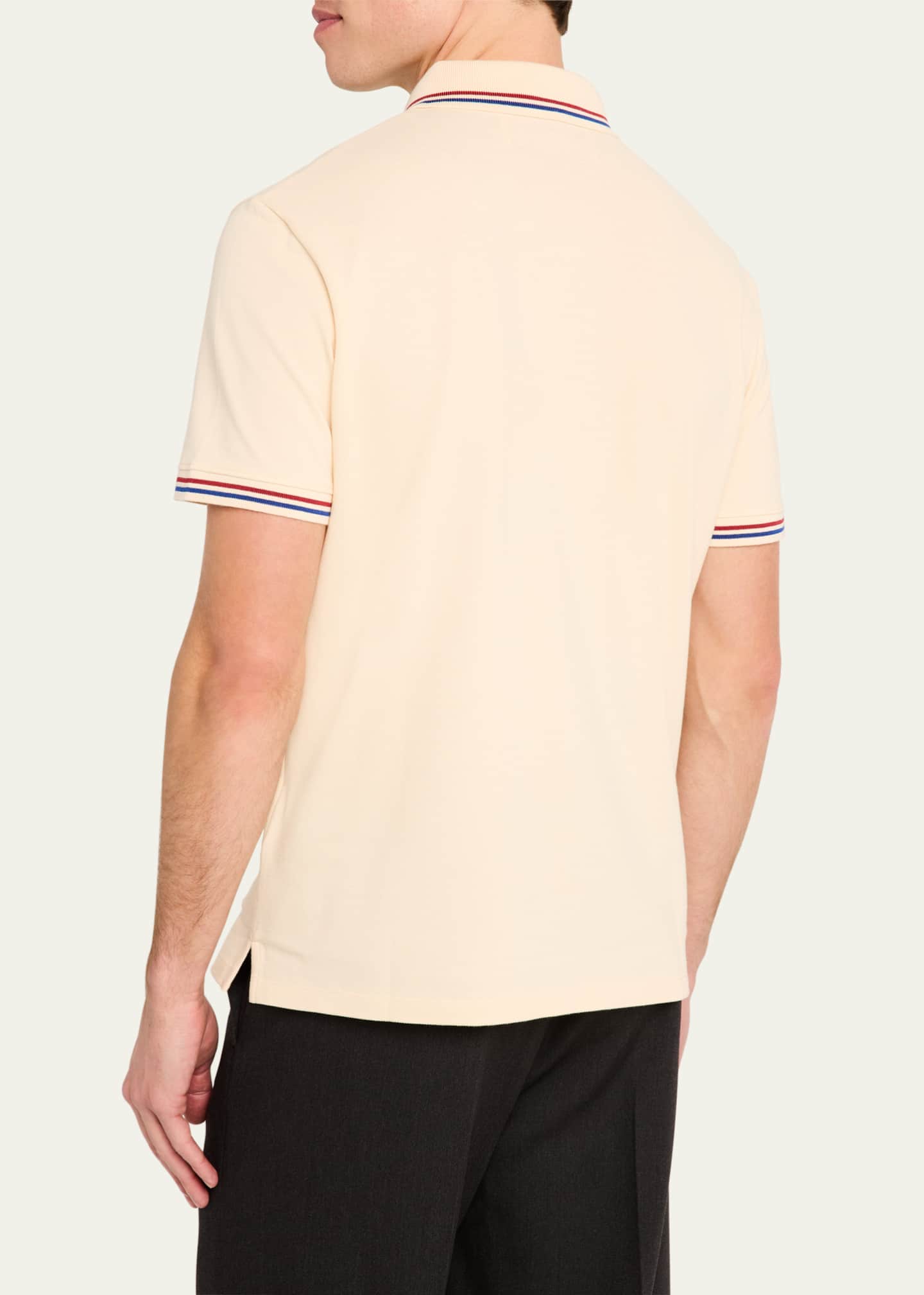 Valentino Garavani Men's Contrast-Tip Pique Polo Shirt Image 3 of 5
