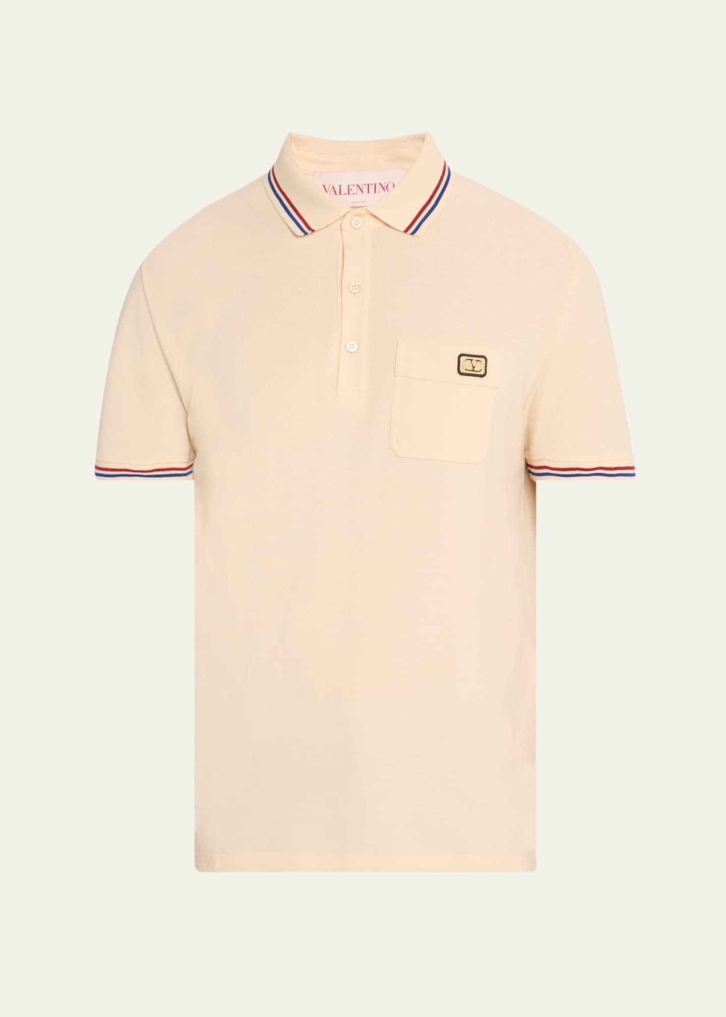 Valentino Garavani Men's Contrast-Tip Pique Polo Shirt Image 1 of 5