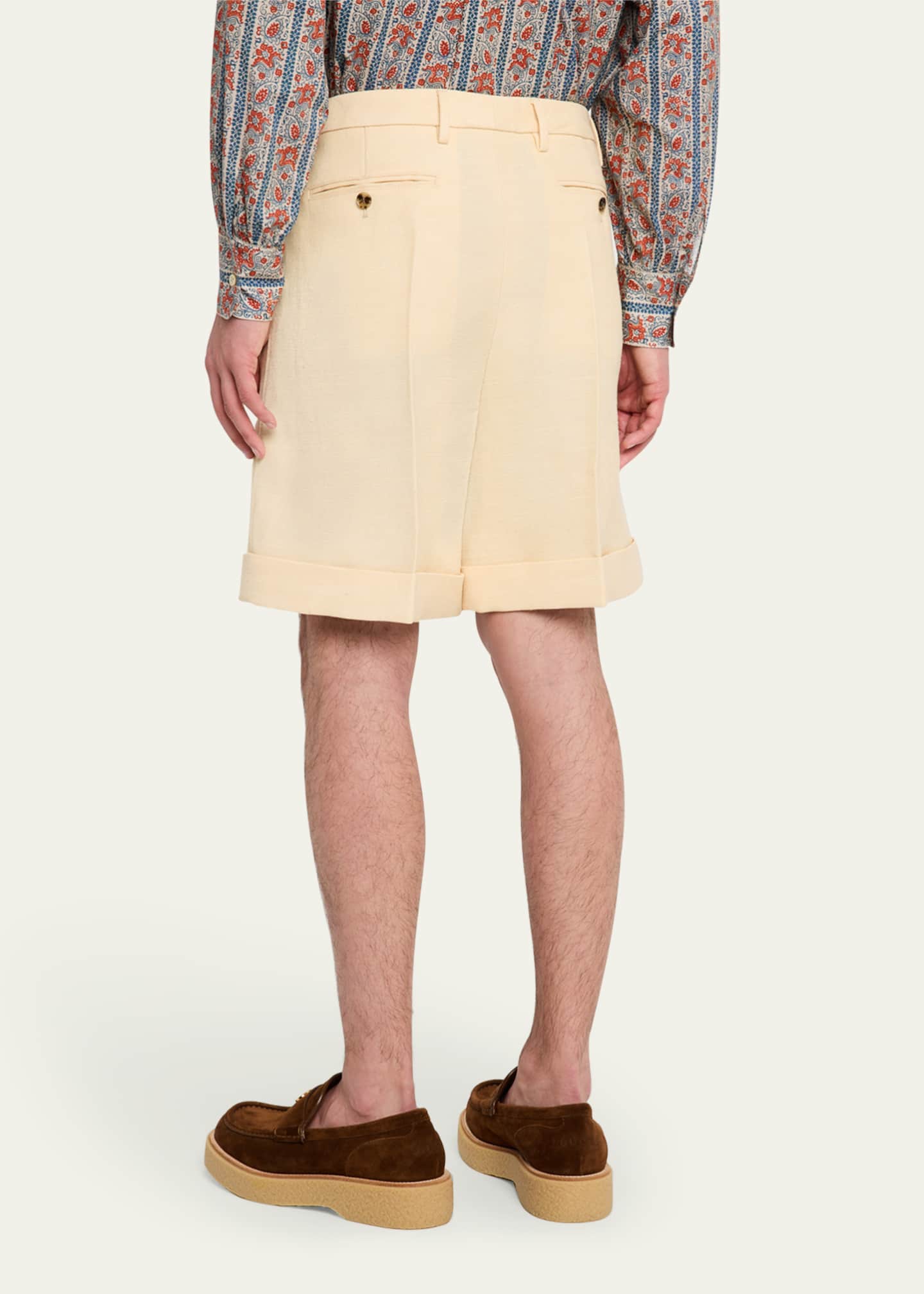 Valentino Garavani Men's Pleated Wide-Leg Shorts Image 3 of 5