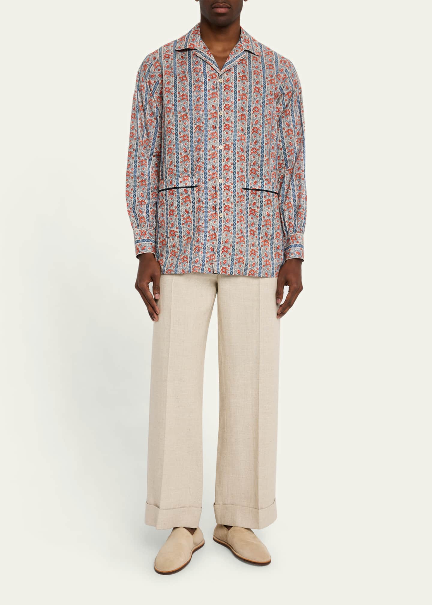Valentino Garavani Men's Muslin Floral Voyage Sport Shirt Image 2 of 5
