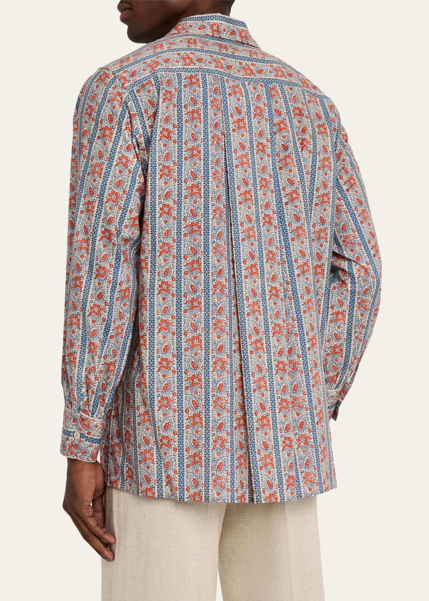 Valentino Garavani Men's Muslin Floral Voyage Sport Shirt Image 3 of 5