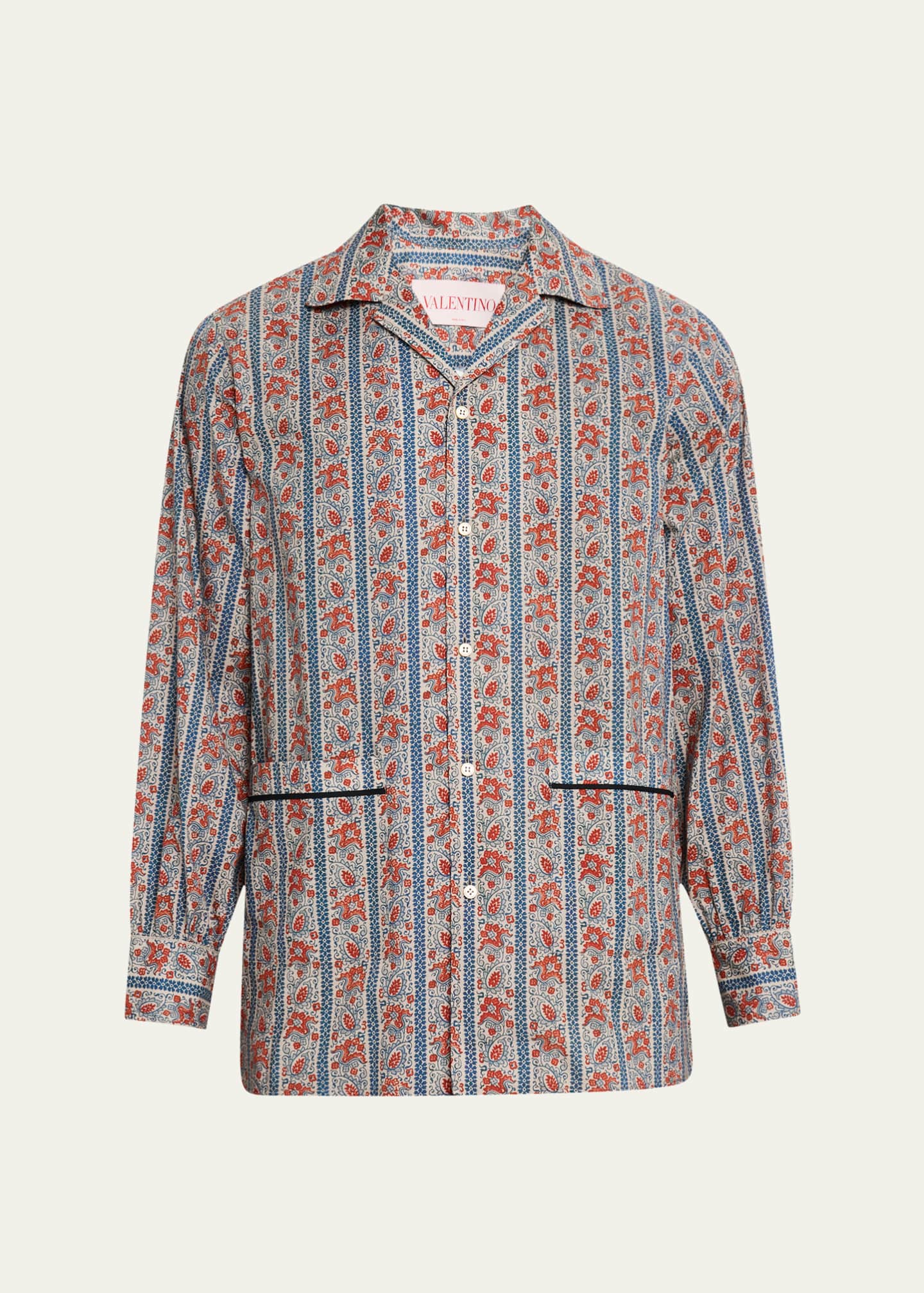 Valentino Garavani Men's Muslin Floral Voyage Sport Shirt Image 1 of 5