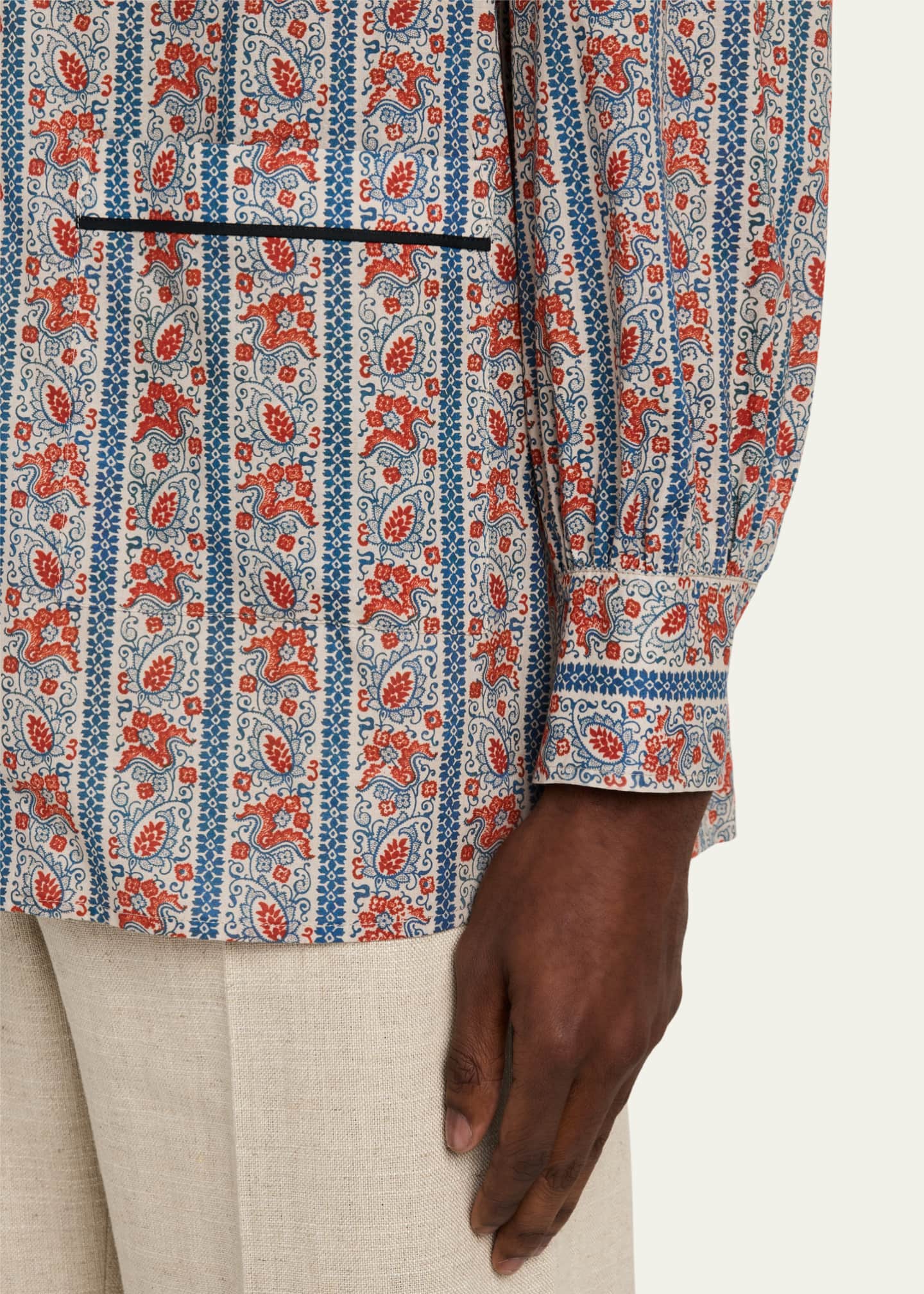 Valentino Garavani Men's Muslin Floral Voyage Sport Shirt Image 5 of 5