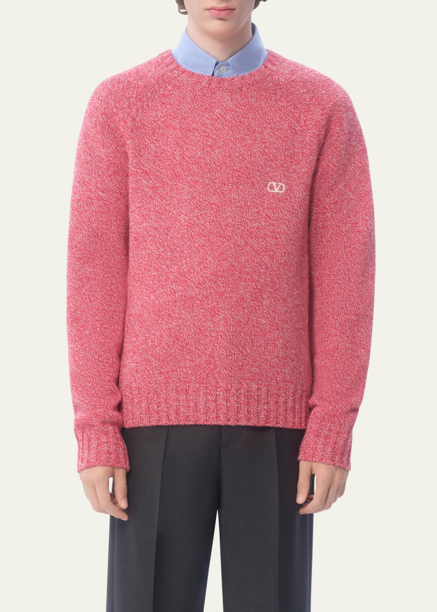 Valentino Garavani Men's VLogo Heathered Wool Sweater Image 2 of 4