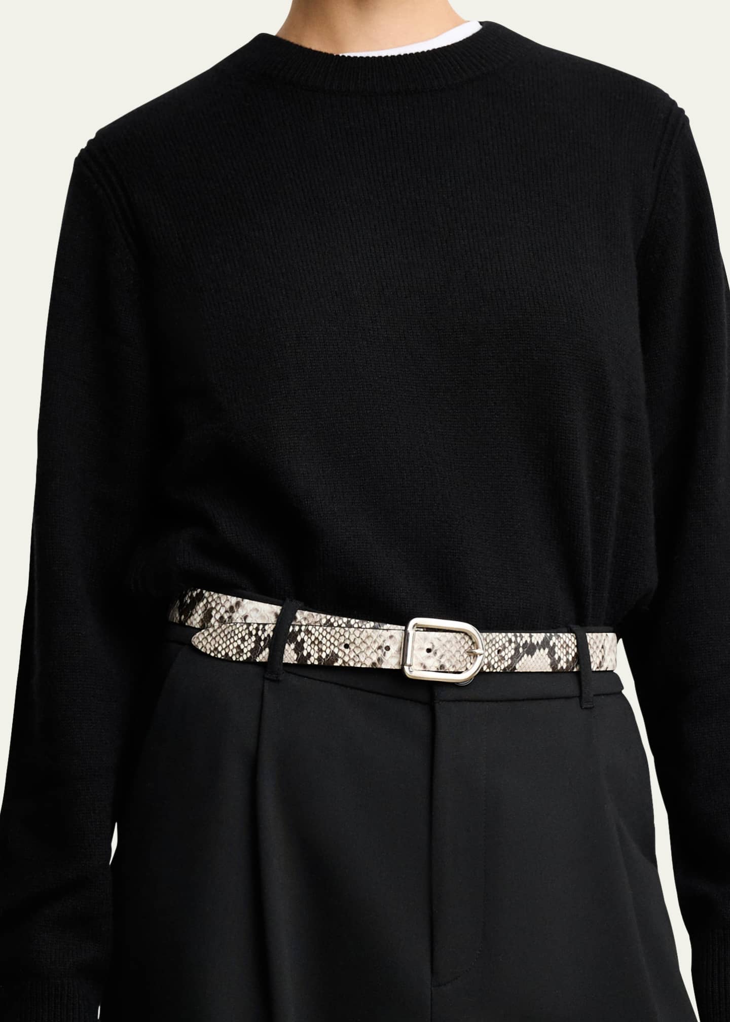 Dehanche Mija Snake-Embossed Leather Skinny Belt Image 2 of 3