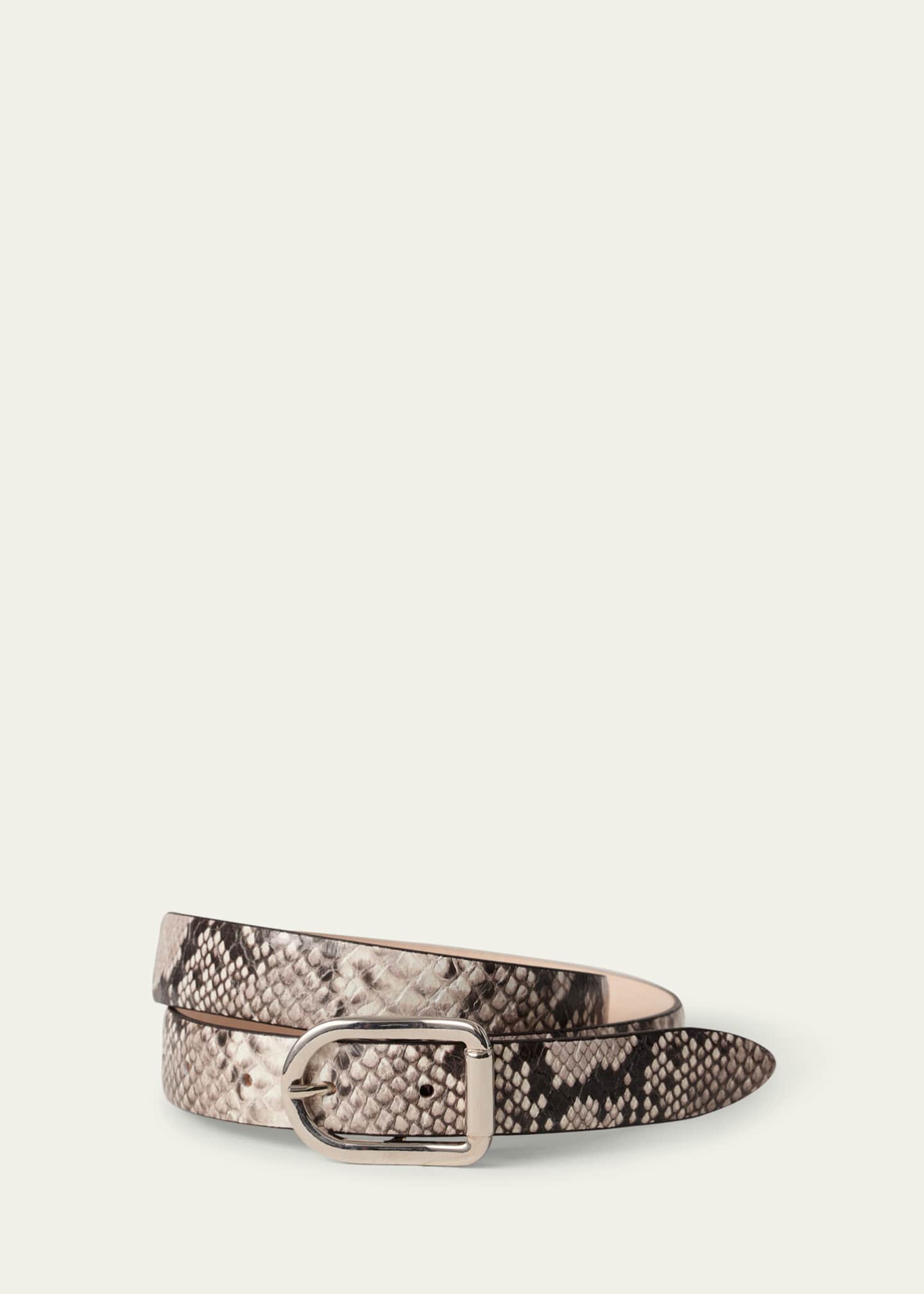 Dehanche Mija Snake-Embossed Leather Skinny Belt Image 3 of 3
