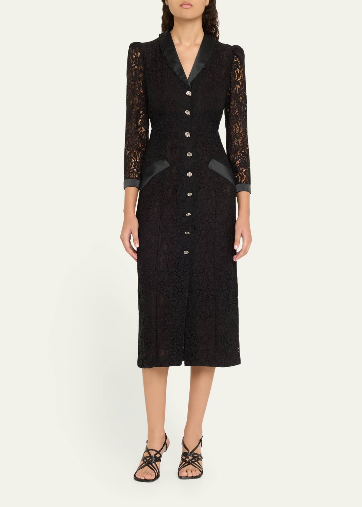 Saloni Lulu Long-Sleeve Velvet Dress Image 2 of 5