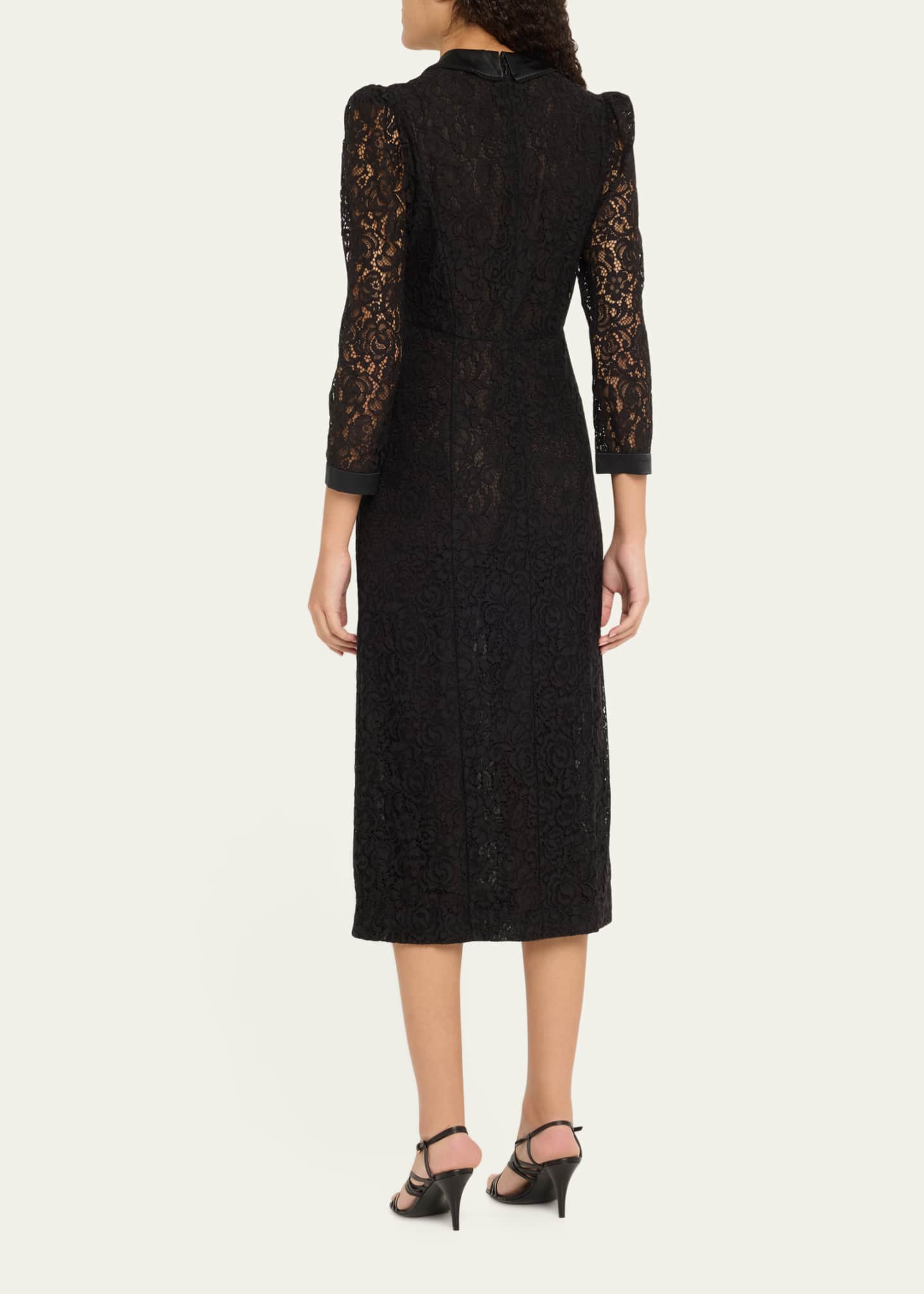 Saloni Lulu Long-Sleeve Velvet Dress Image 3 of 5