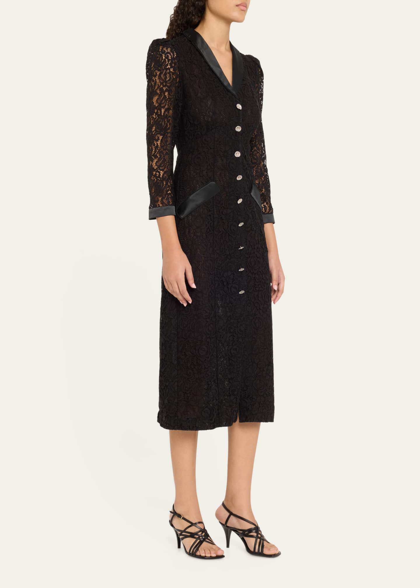 Saloni Lulu Long-Sleeve Velvet Dress Image 4 of 5