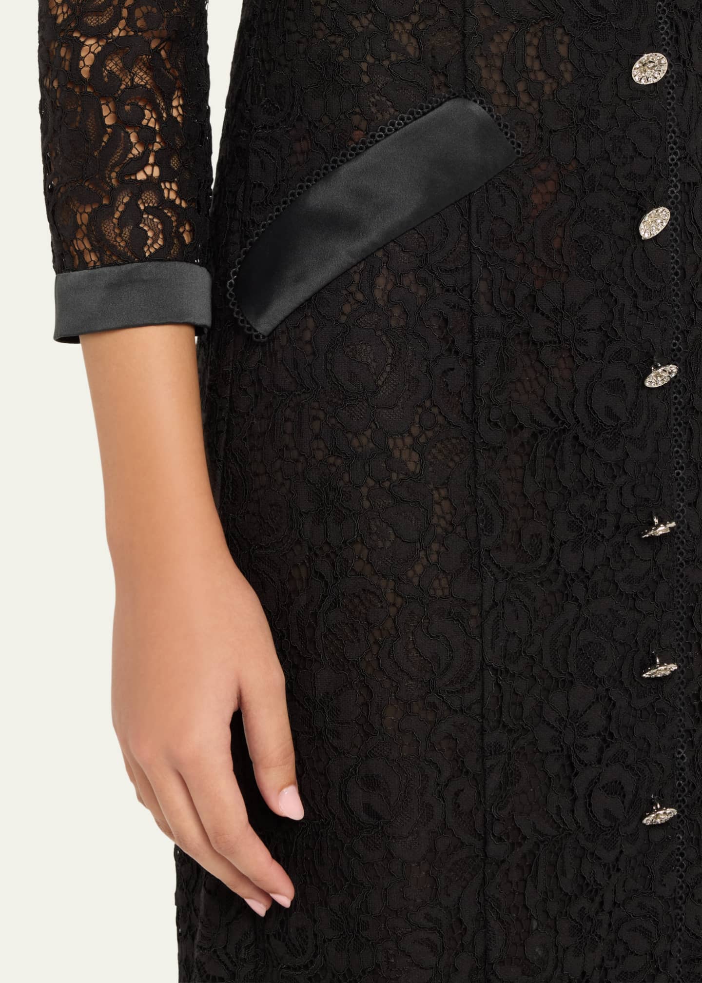 Saloni Lulu Long-Sleeve Velvet Dress Image 5 of 5