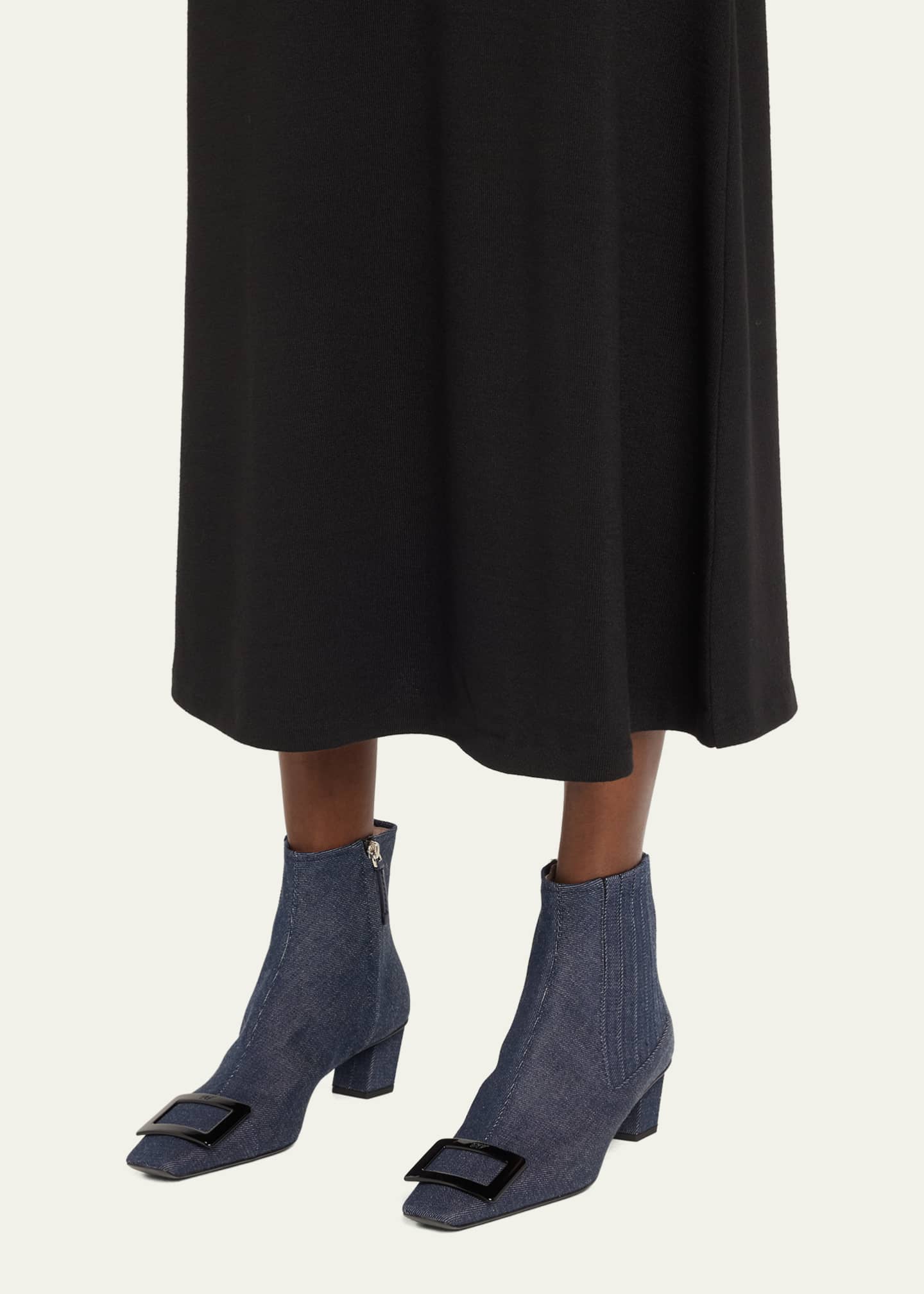 Roger Vivier Belle Stretch Denim Booties Image 2 of 6