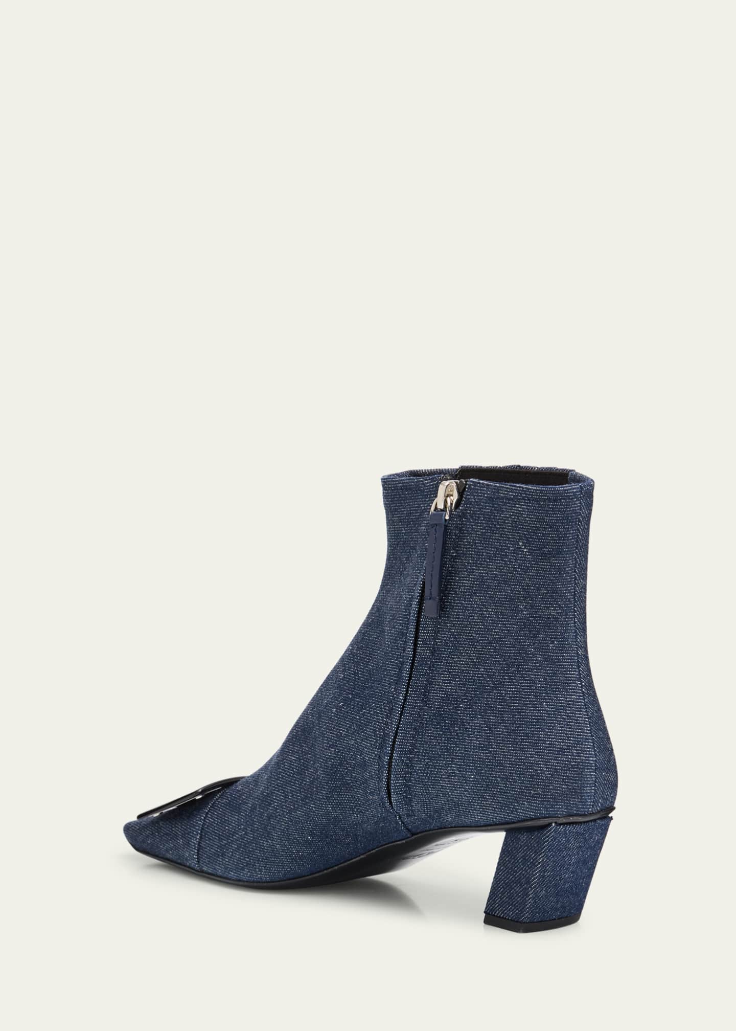 Roger Vivier Belle Stretch Denim Booties Image 4 of 6