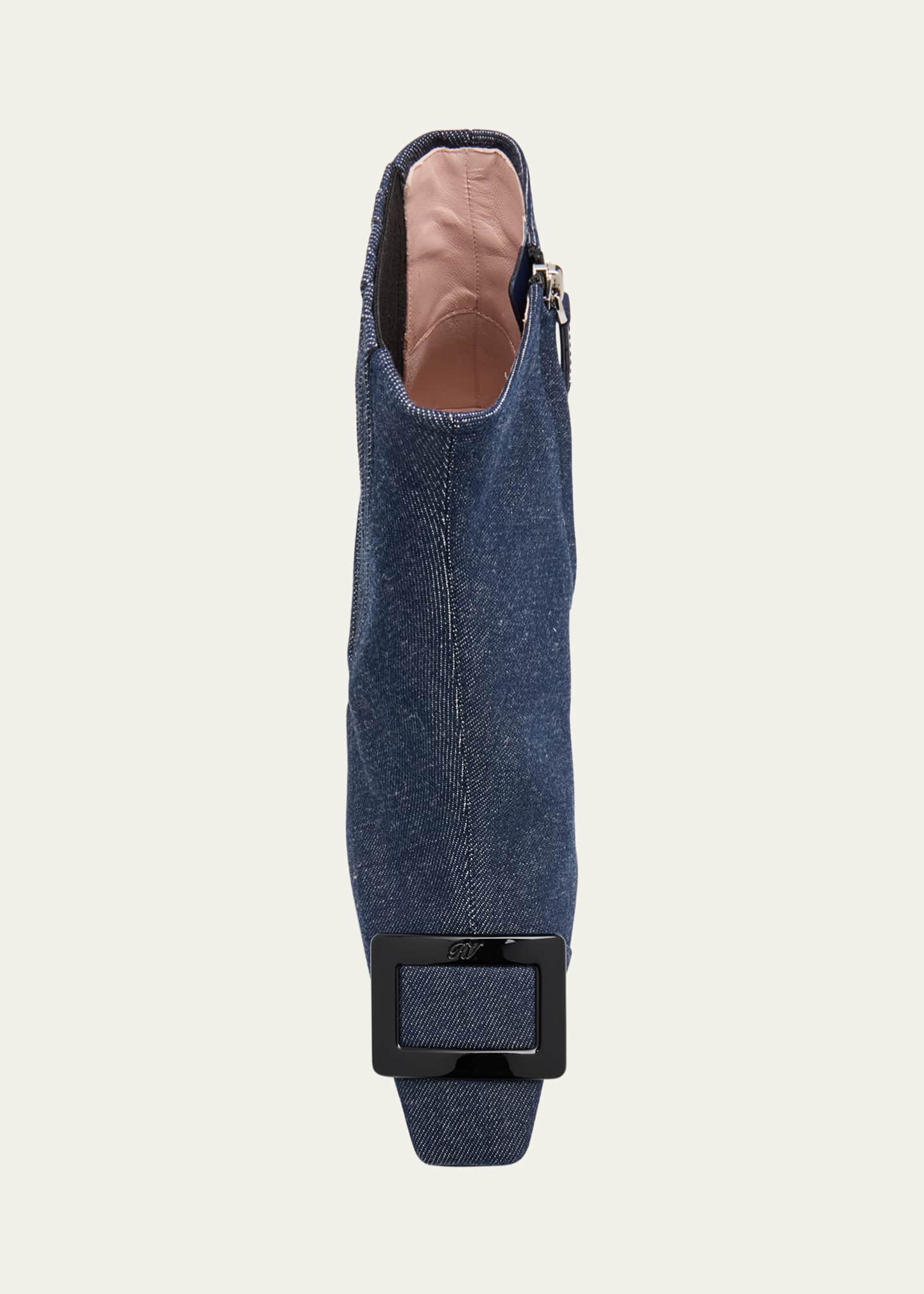 Roger Vivier Belle Stretch Denim Booties Image 6 of 6