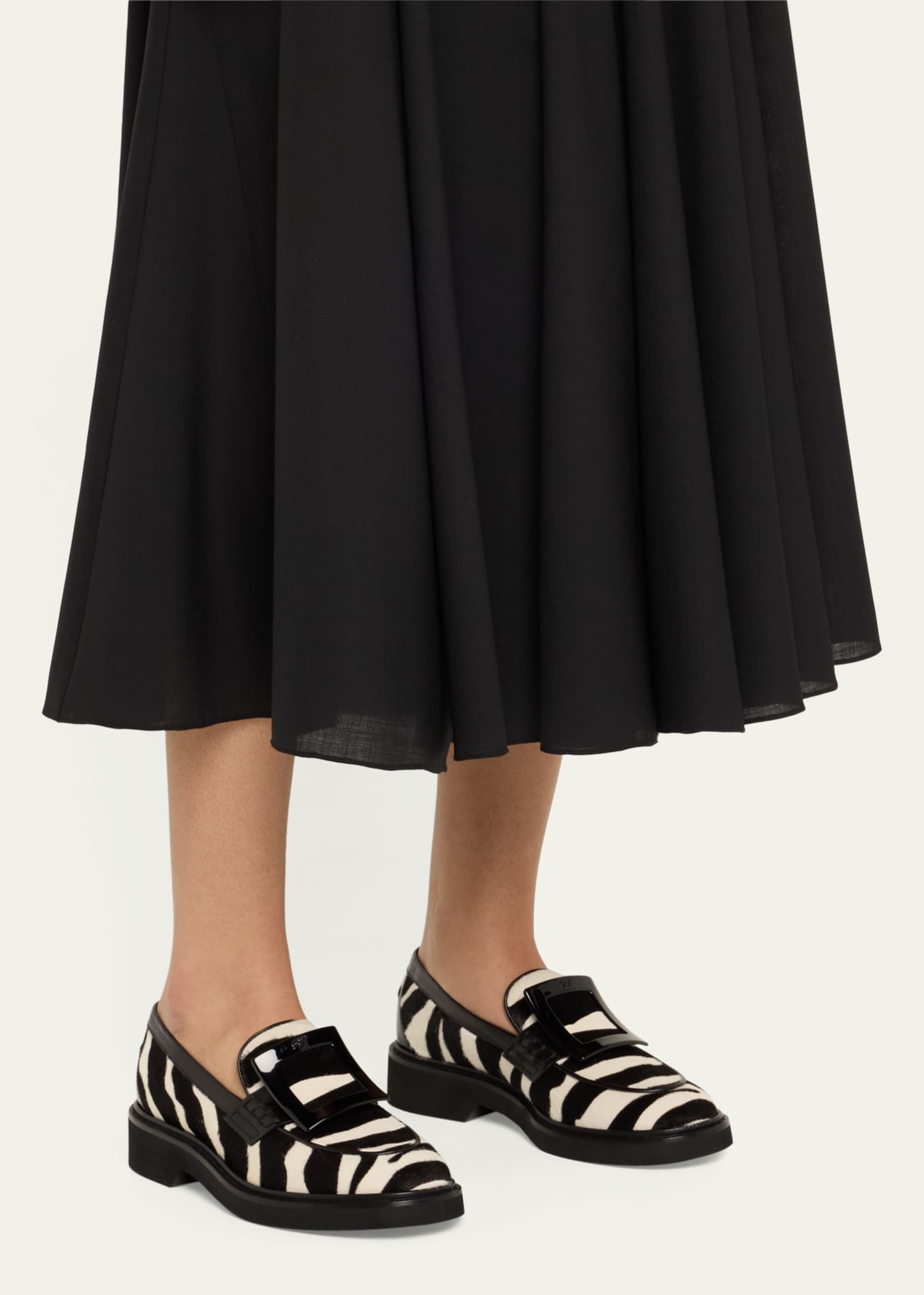 Roger Vivier Viv Ranger Zebra Buckle Loafers Image 2 of 6