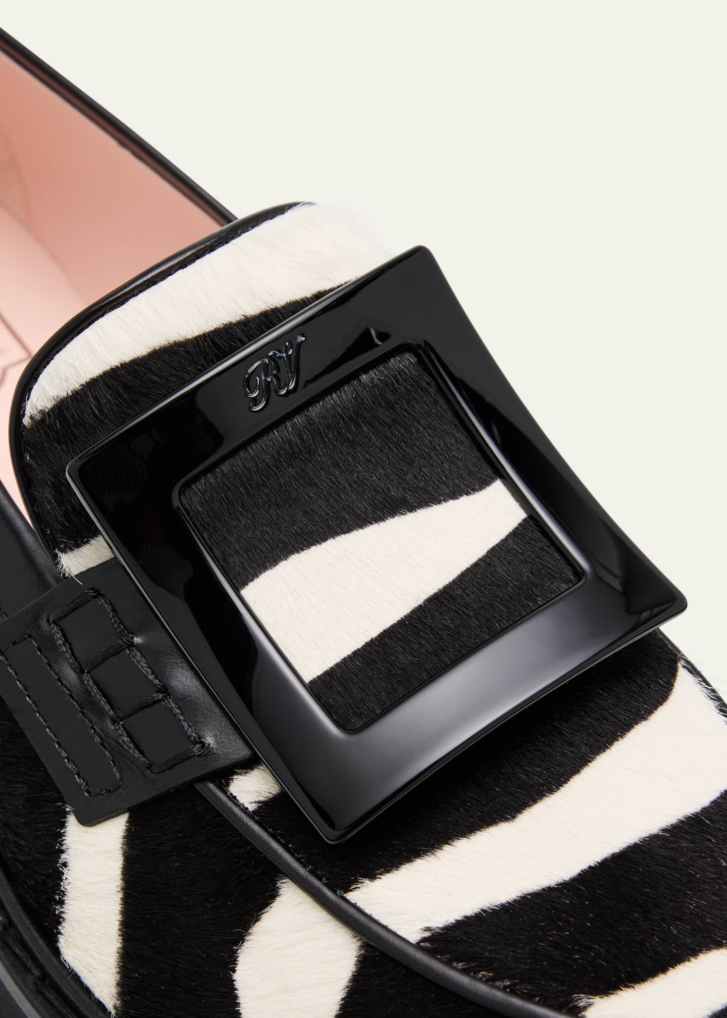 Roger Vivier Viv Ranger Zebra Buckle Loafers Image 5 of 6