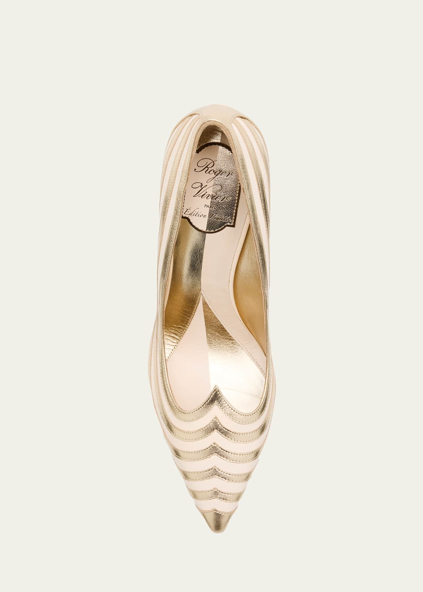 Roger Vivier I Love Vivier Bicolor Silk Leather Pumps Image 5 of 6