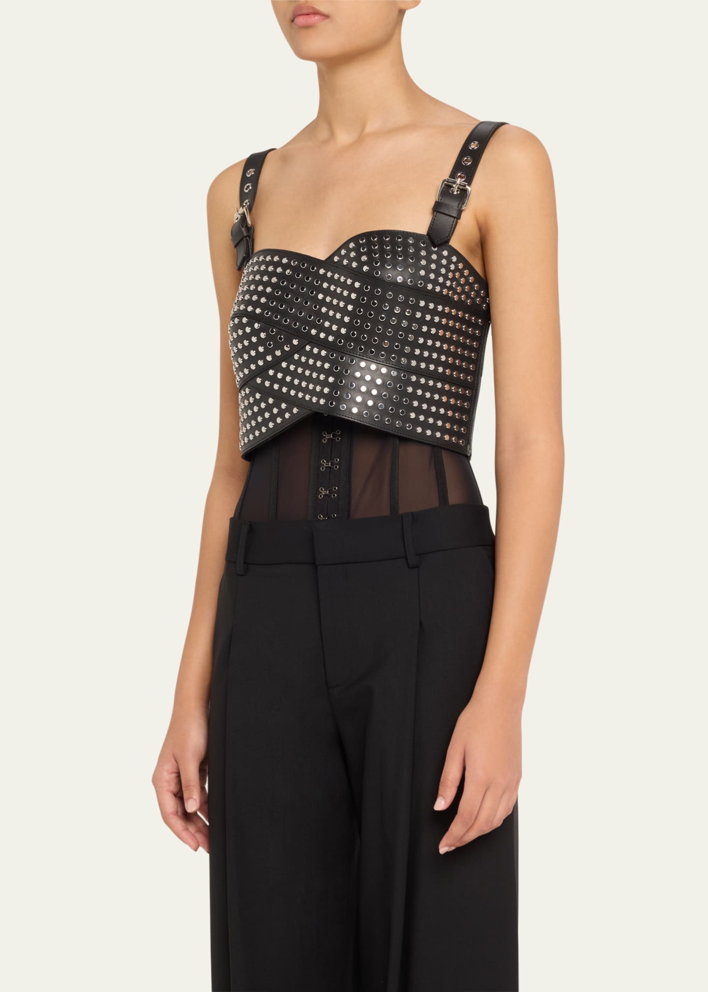 MONTANA Embroidered Suede Bustier Top main image 1
