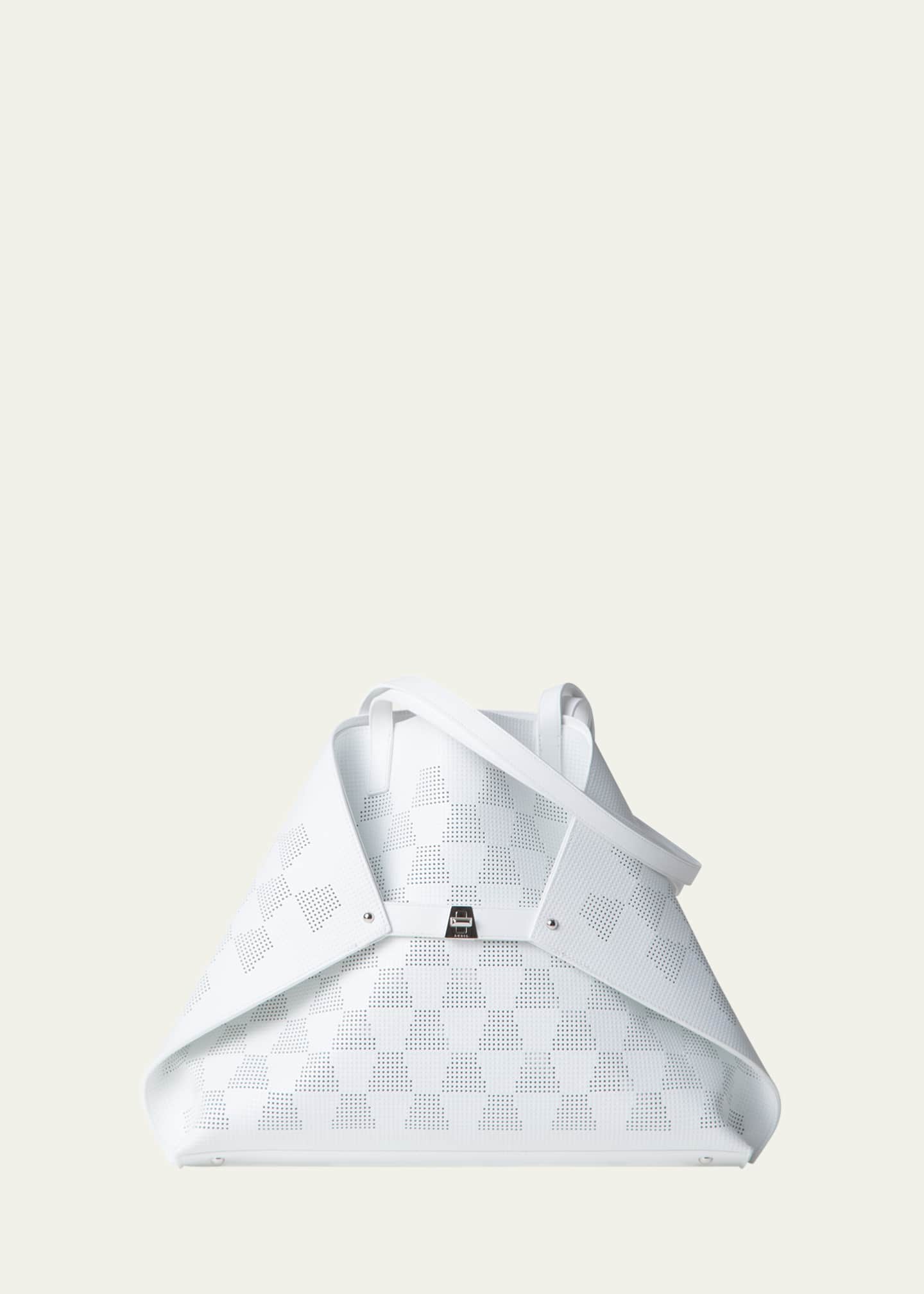 Akris Ai Medium Lasercut Grid Leather Tote Bag Image 1 of 5
